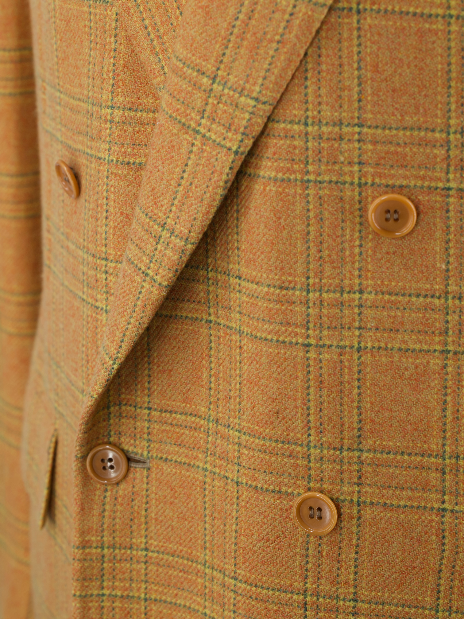 Kiton Orange Pure Plushy-Cashmere Double Breasted Windowpane Jacket