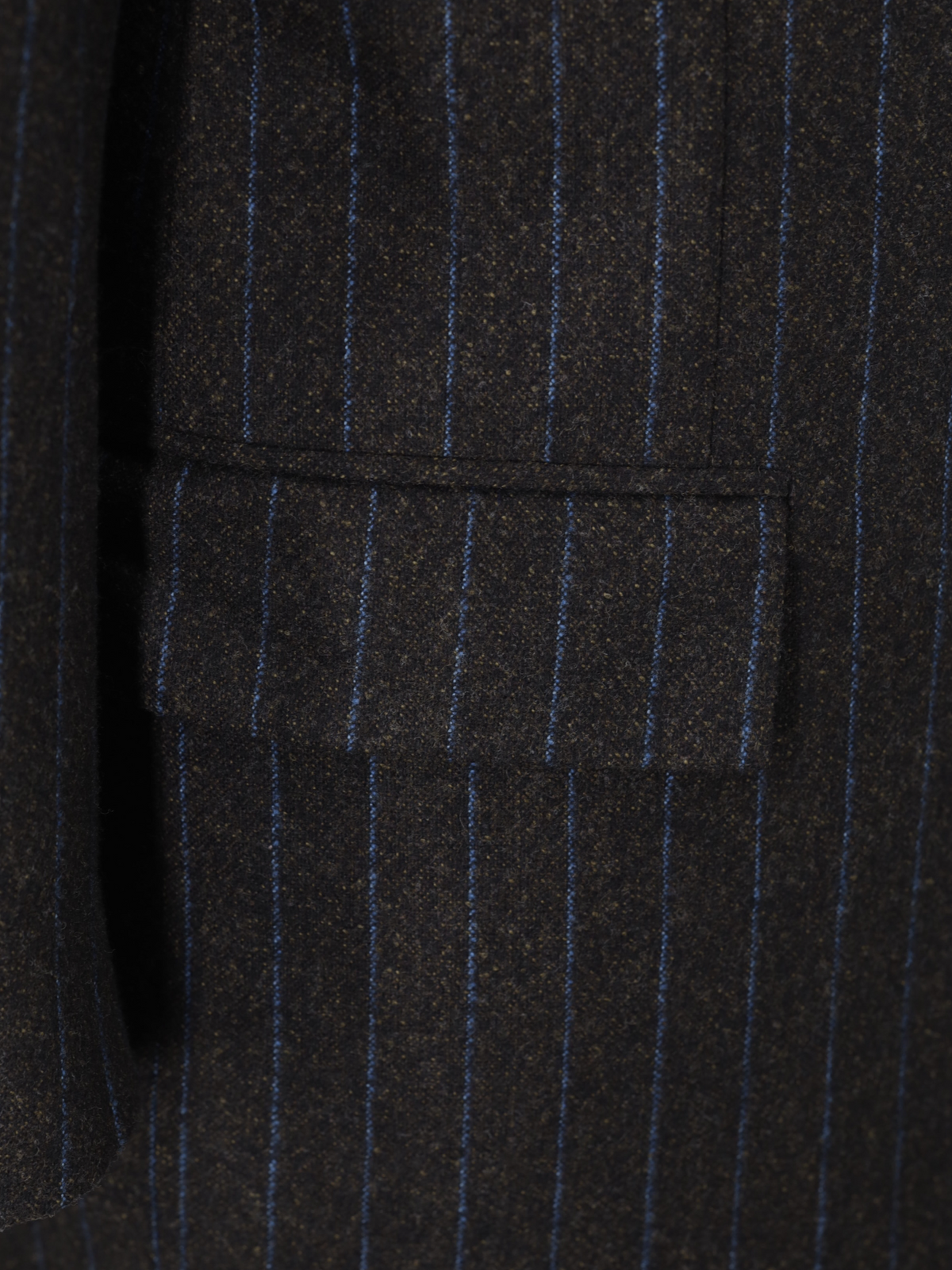 Kiton Dark Taupe & Azure Blue Brushed-Wool Pinstripe Suit