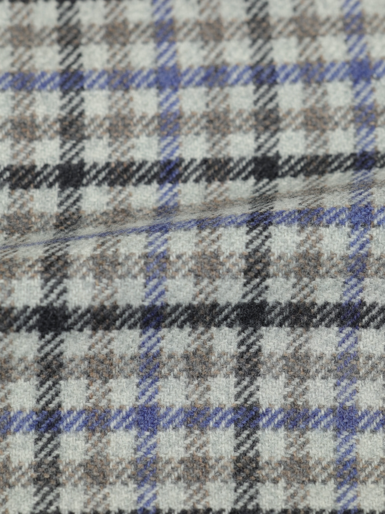 Ermenegildo Zegna Greige & Denim Blue Pure Cashmere Gingham Check Jacket