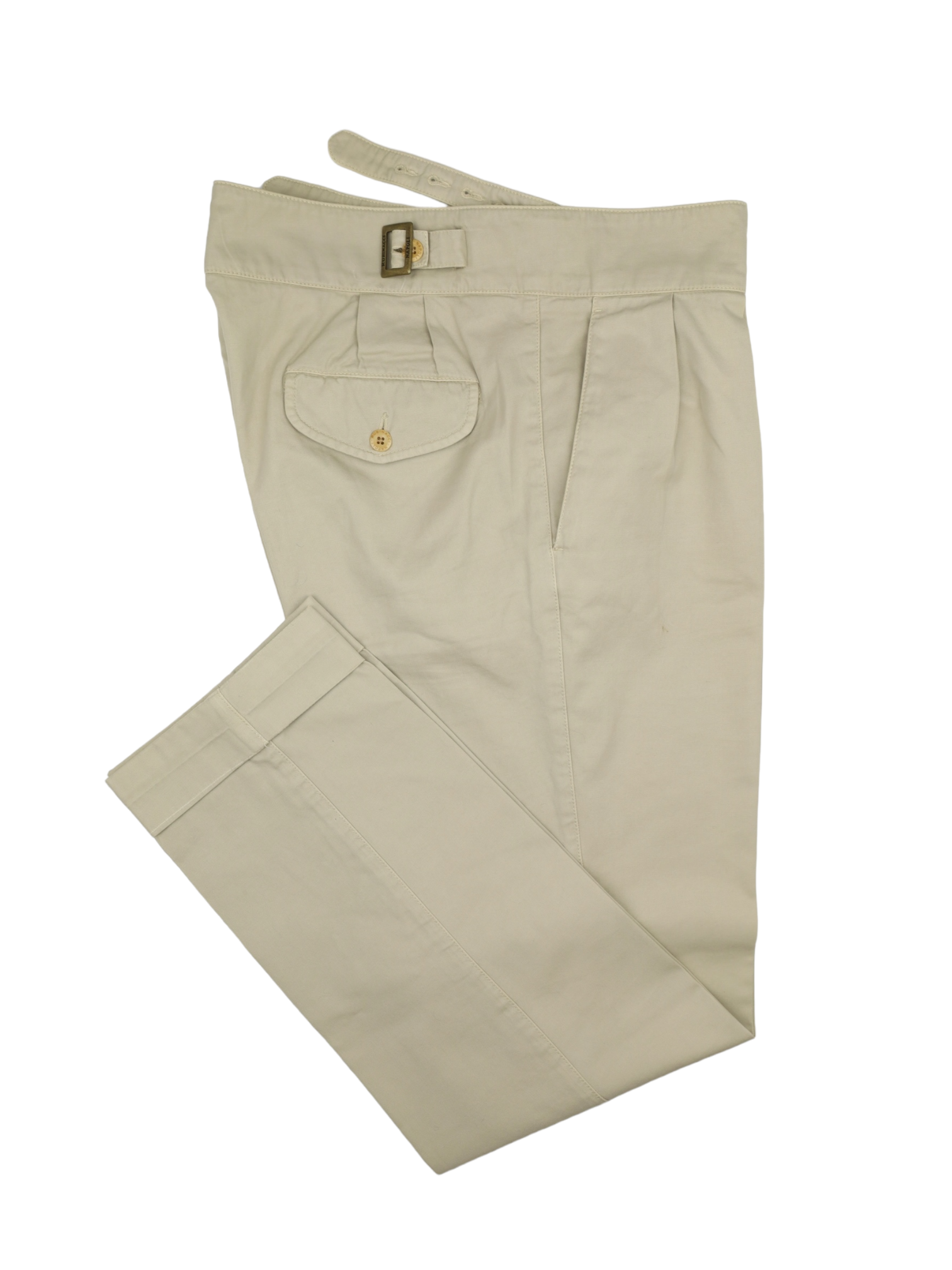 Rubinacci Beige Cotton Manny Gurkha Trousers