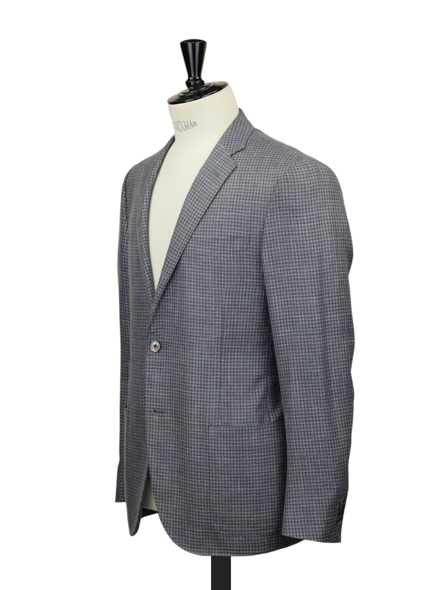 Corneliani Taupe & Steel-Blue Wool, Silk & Linen Pied de Poule Jacket