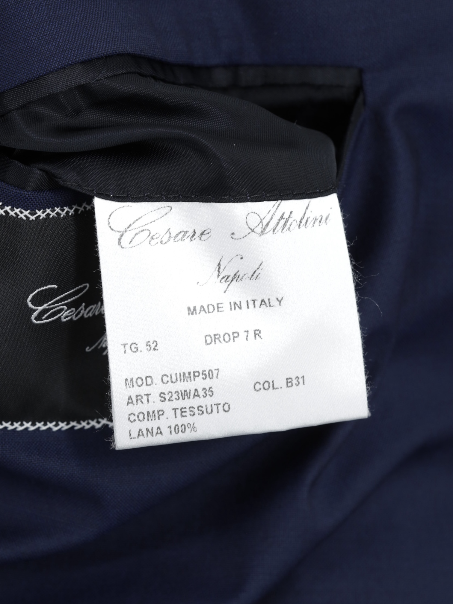 Cesare Attolini Navy Storm-System Wool Carcoat