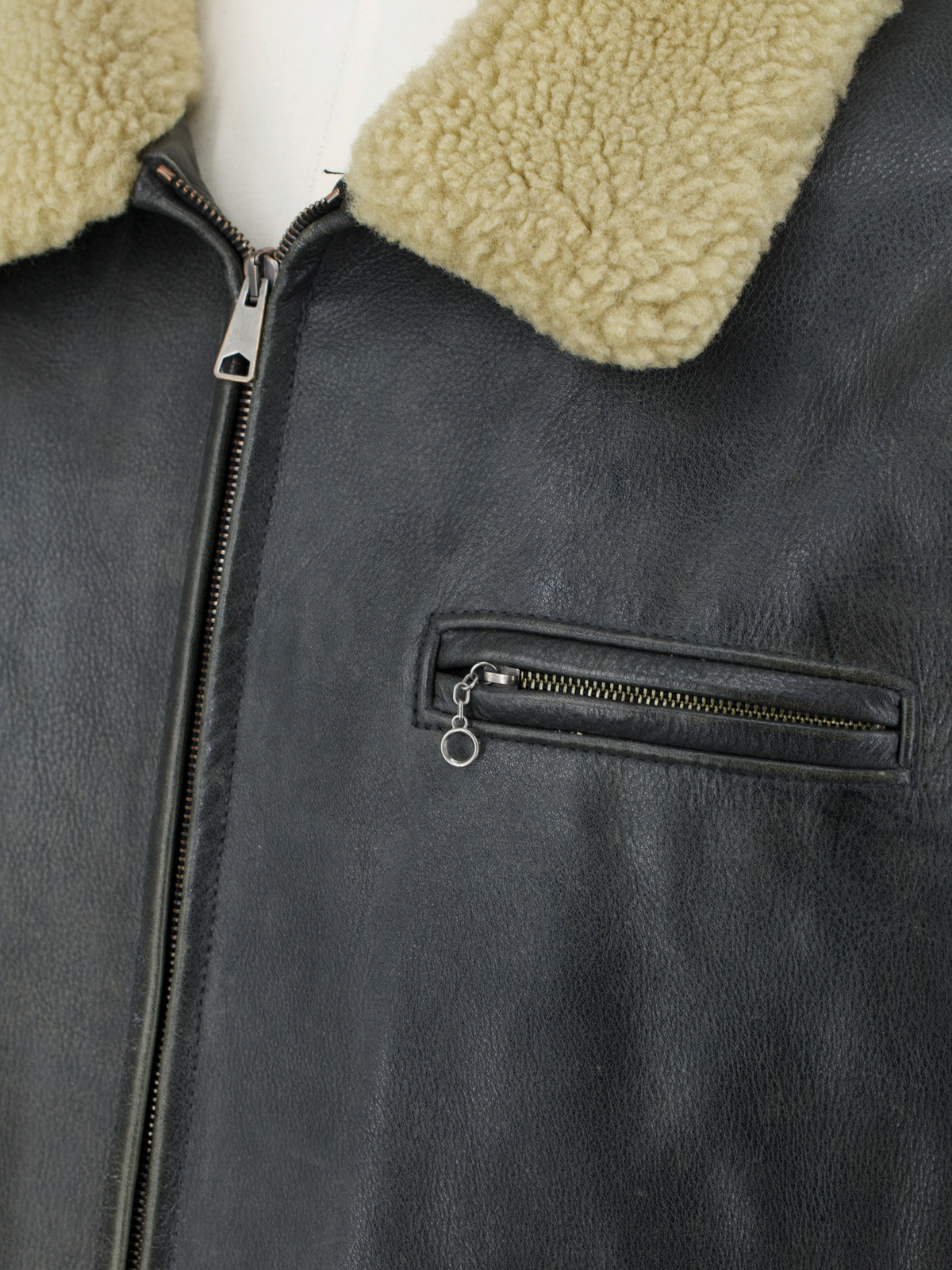 Ralph Lauren Dark Grey Vintage Cowhide & Sheepskin Lammy Pilot Jacket