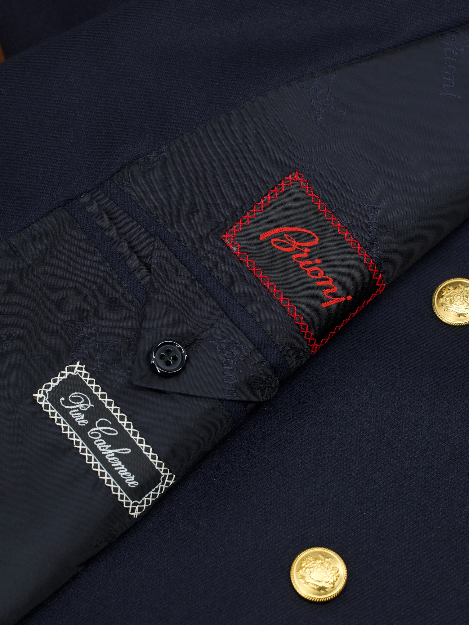 Briony Navy Pure Cashmere Double-Breasted "Tiberio" Blazer Jacket