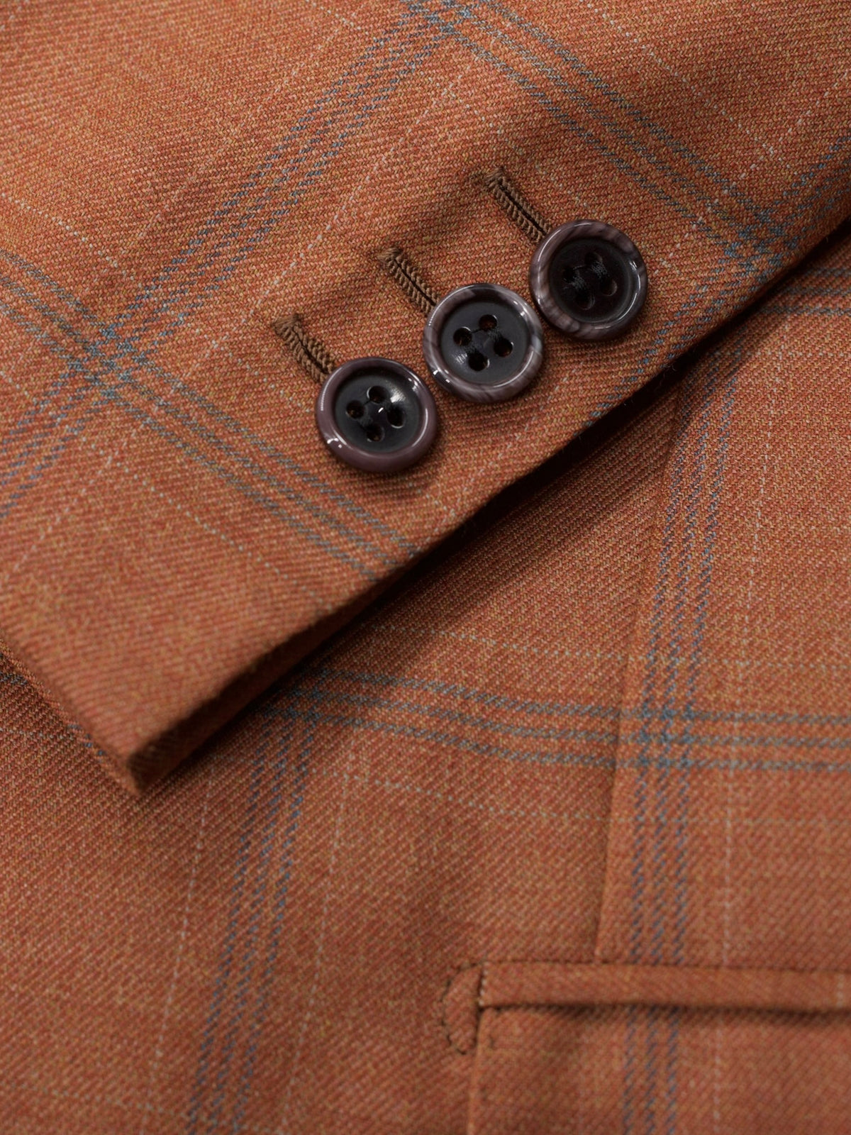 Brioni Peach & Steel Grey Wool Windowpane Vintage Nomentano Jacket