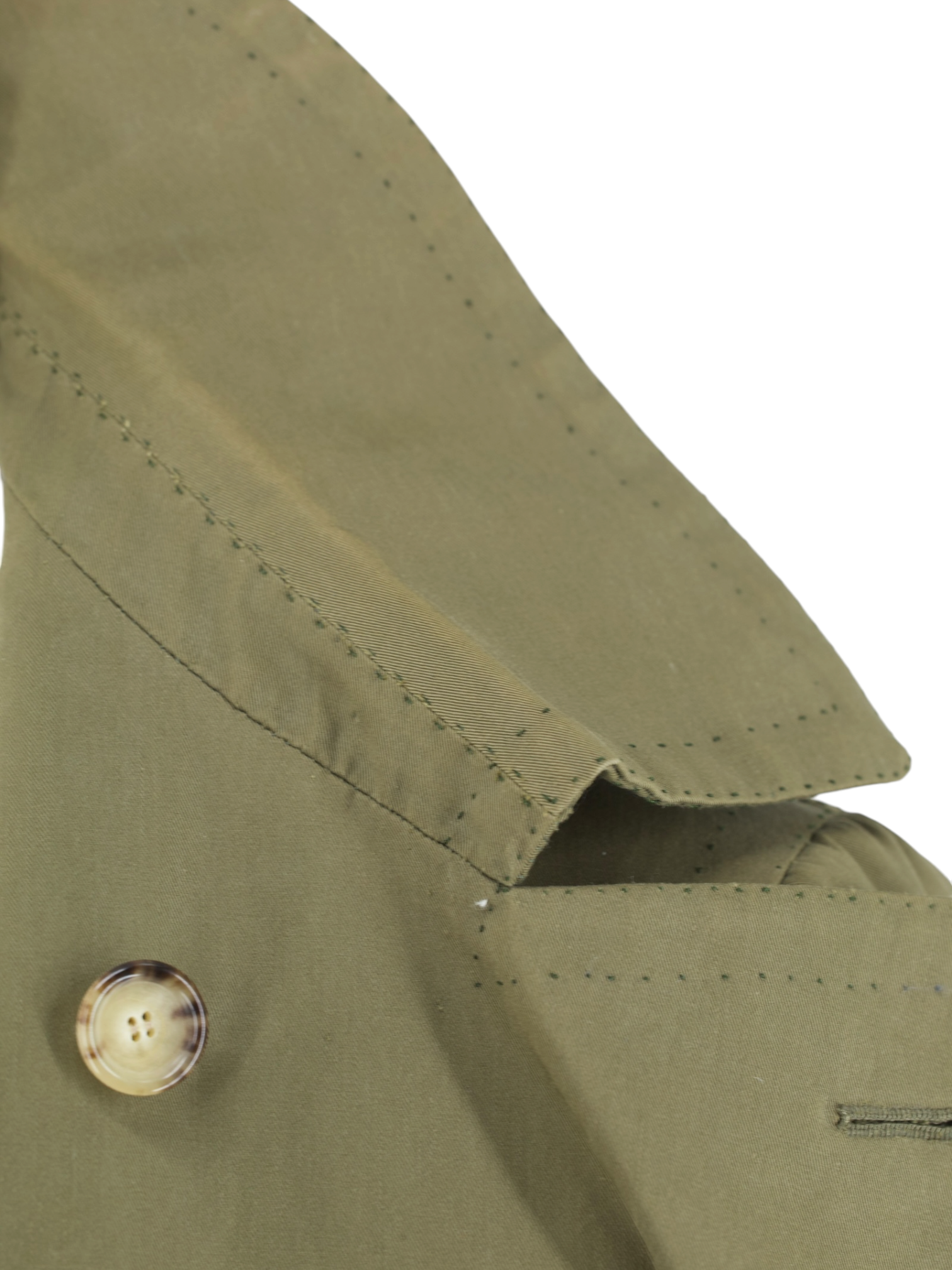 Cesare Attolini Olive Green Pure-Cotton Sartorial Caban Peacoat