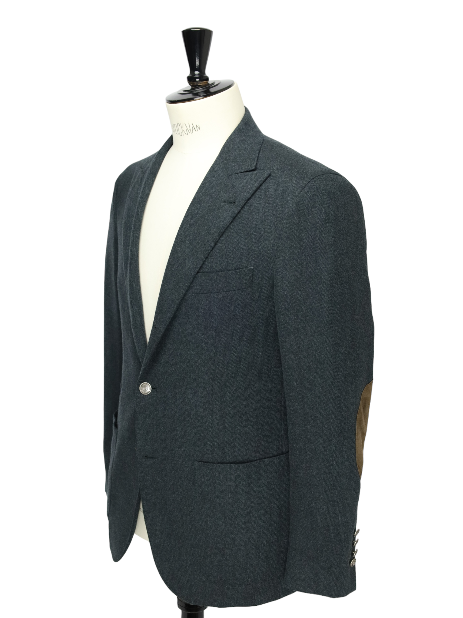 Brunello Cucinelli Dusk Green Wool & Cashmere Herringbone Jacket