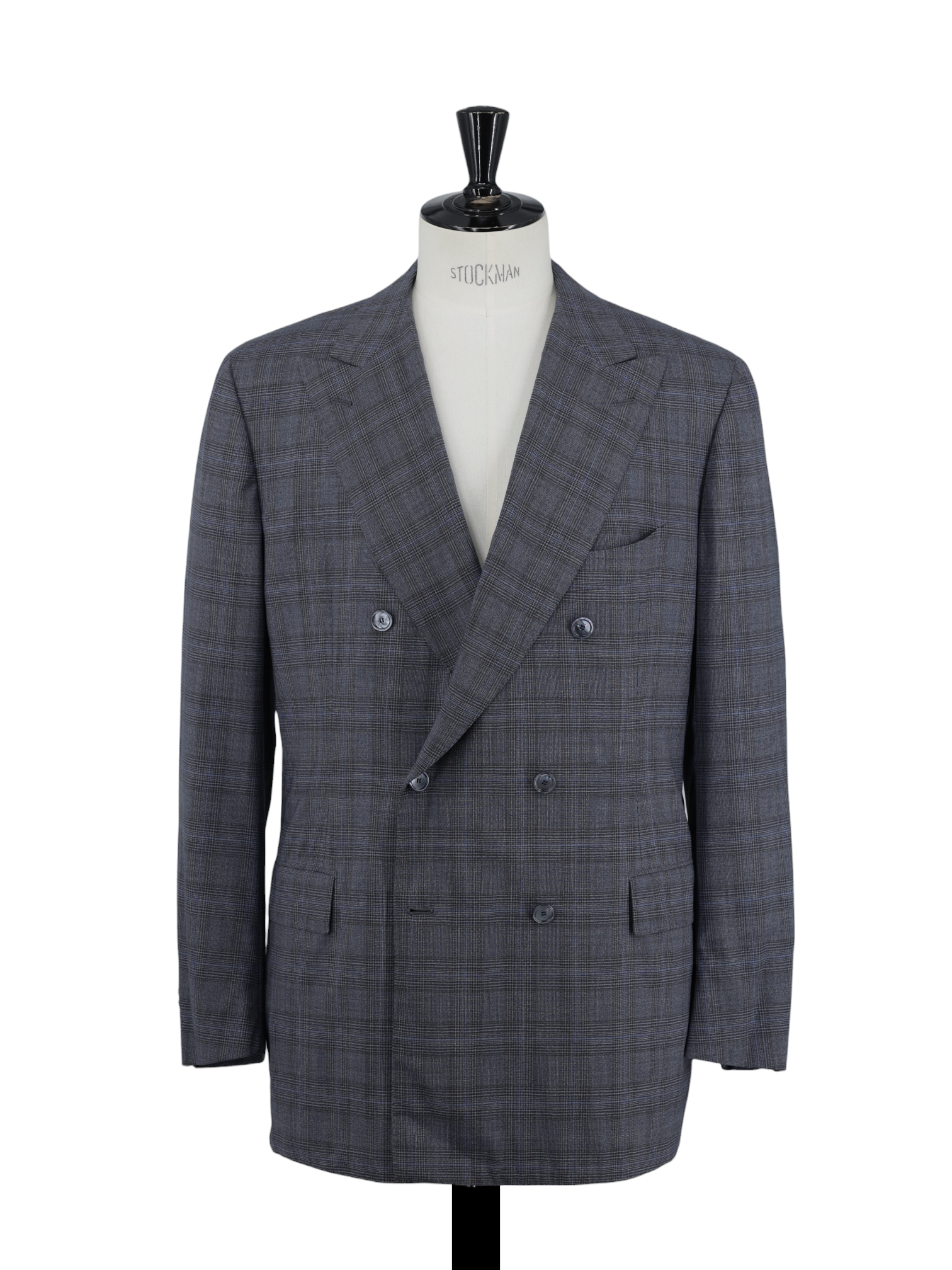 Cesare Attolini Steel Grey Double Breasted Super 150's Wool Glenplaid Jacket