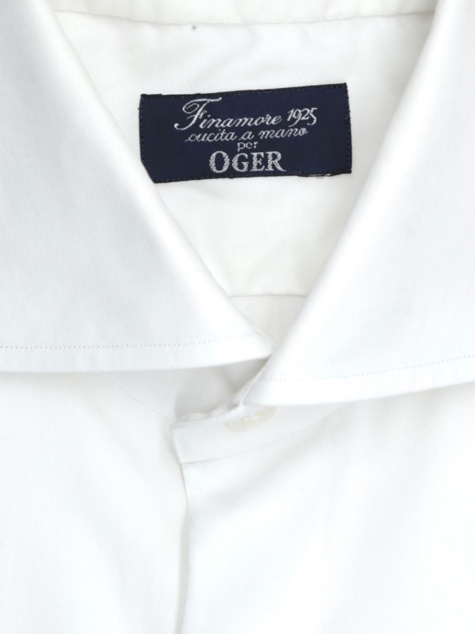 Finamore White Cotton "Collo Eduardo" Dress Shirt