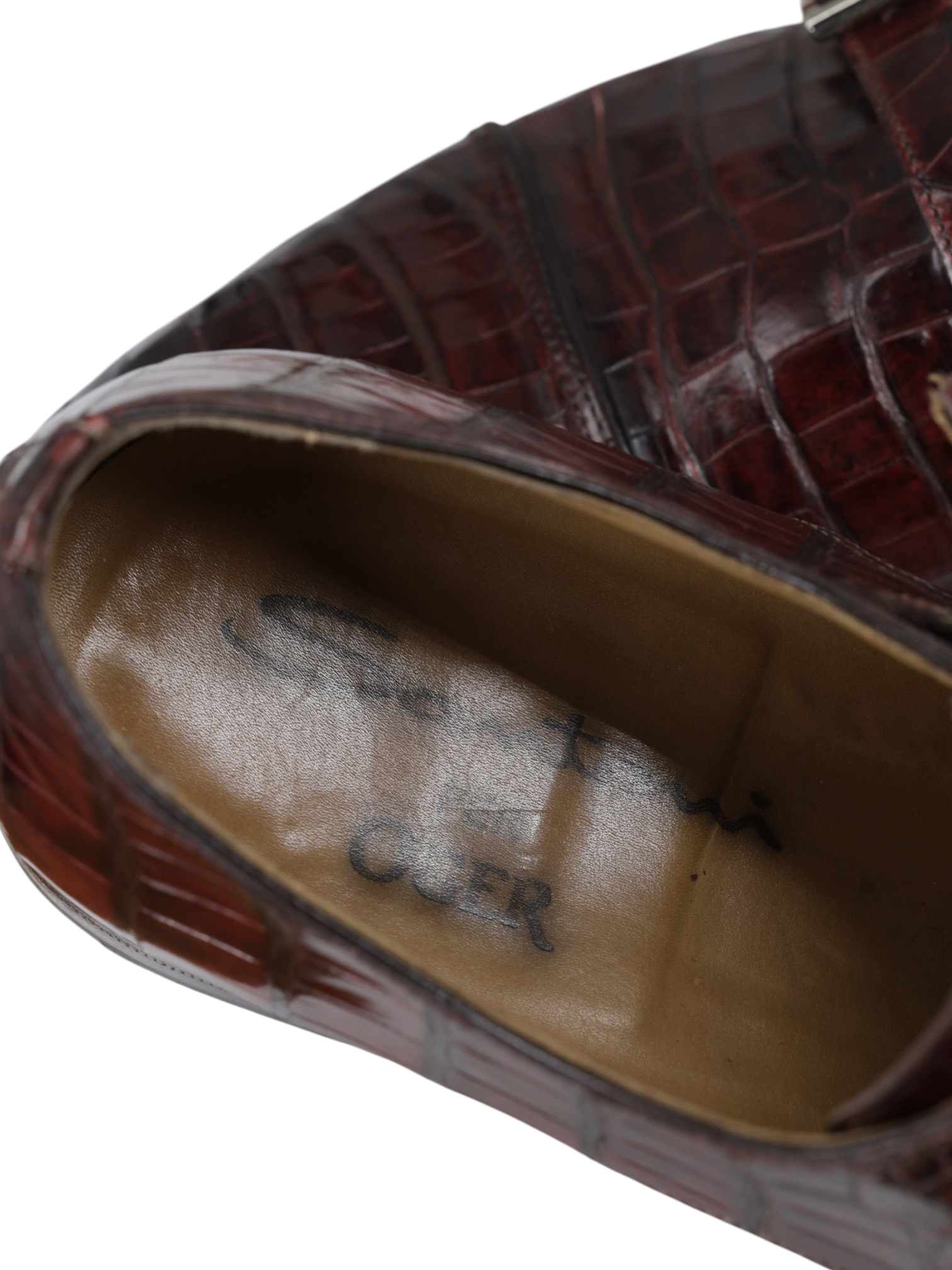 Santoni Burgundy Mississippi-Alligator Double Monk + Belt