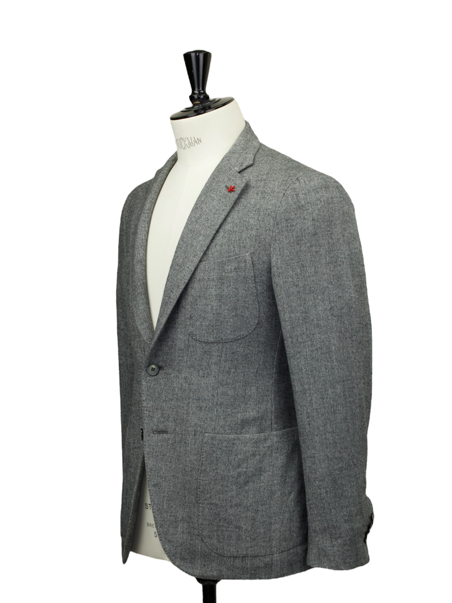 Isaia Grey Wool, Cotton & Cashmere Herringbone Jacket
