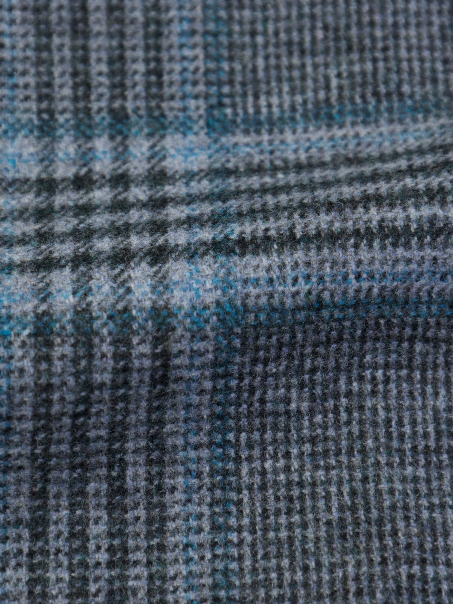 Kiton Grey & Turquoise Cashmere, Vicuna & Silk Glenplaid Jacket