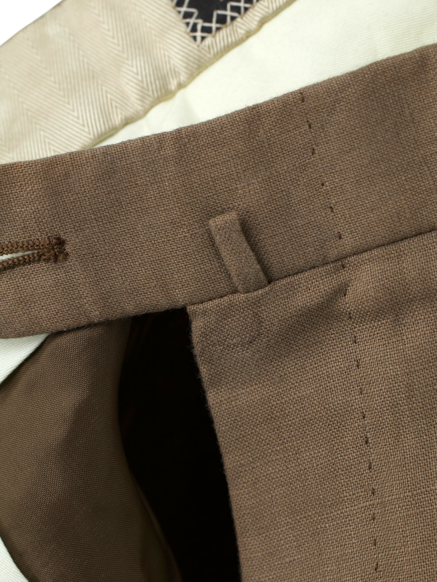 Brioni Light Brown Pure Linen "Eric Clapton" Pleated Trousers