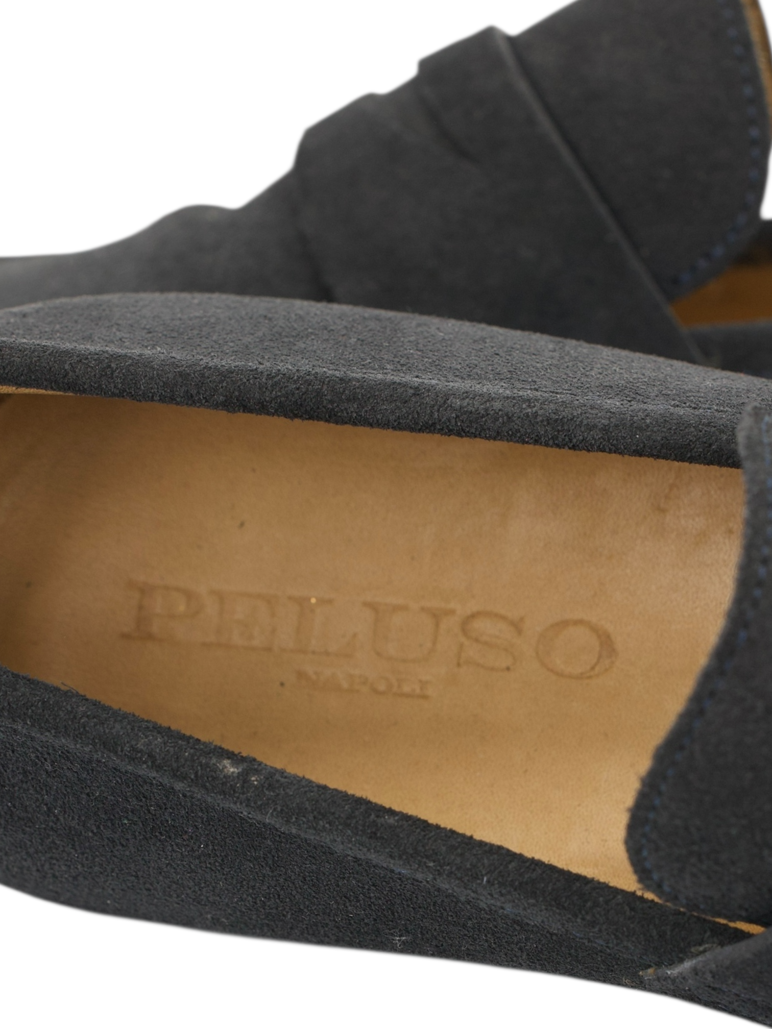 Peluso Napoli Steel Grey Suede Penny Loafers