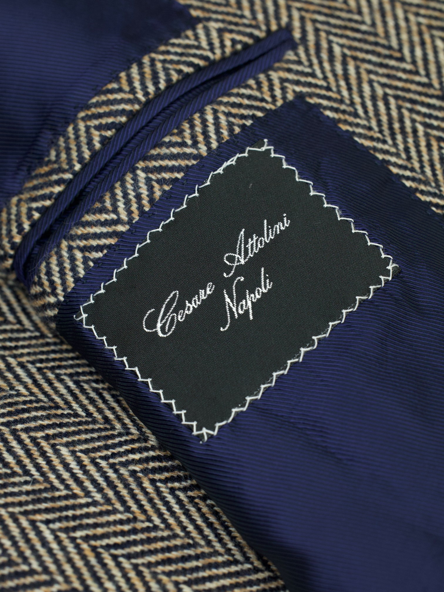 Cesare Attolini Brown & Navy Pure-Cashmere Herringbone Jacket