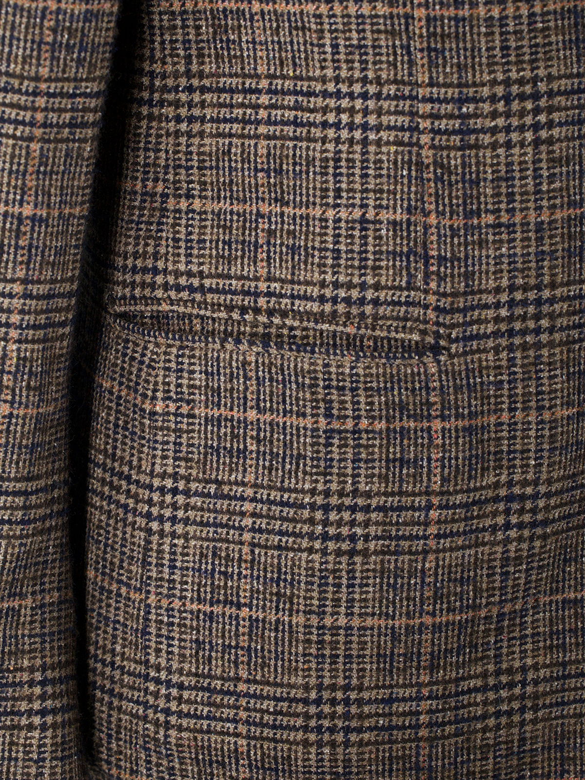 Caruso Light Brown & Orange Wool, Silk, Stretch & Cashmere Glencheck Jacket