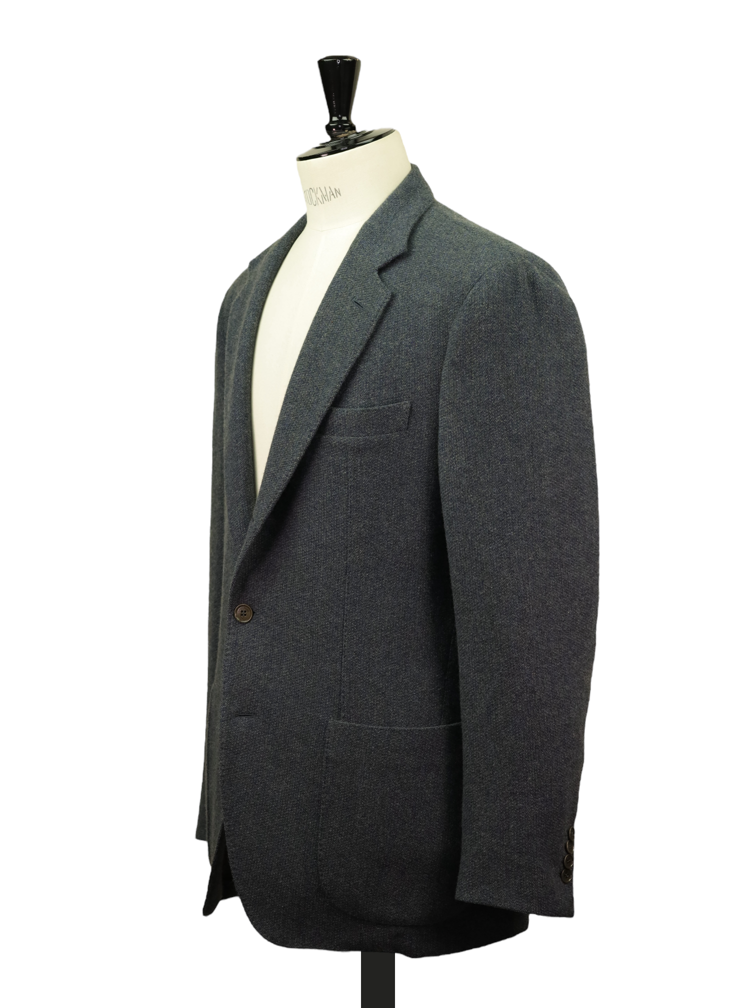 Loro Piana Steel Grey Cashmere, Wool & Stretch Bicolor Micro-Pattern Jacket