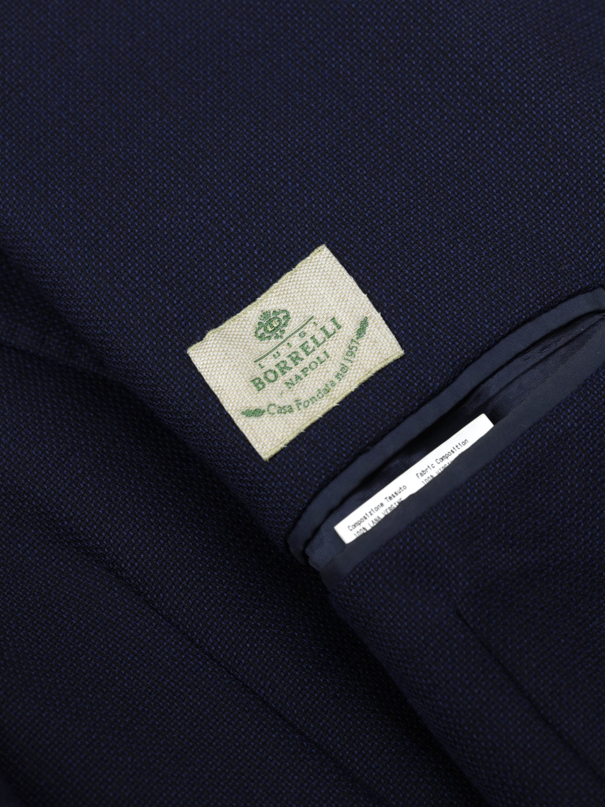 Luigi Borrelli Navy Wool Breathable-Hopsack Jacket