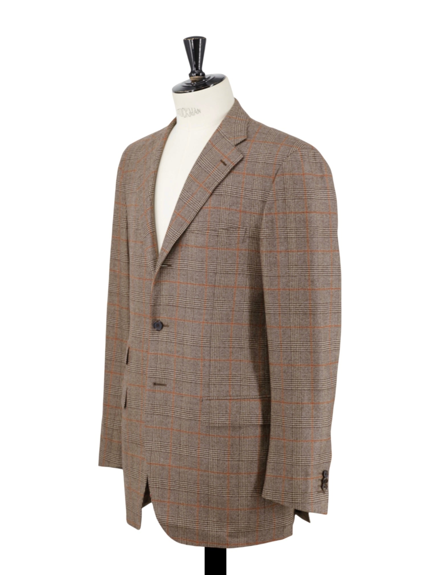 Caruso Brown & Burnt-Orange "Winter Zelander" Wool Prince of Wales Jacket