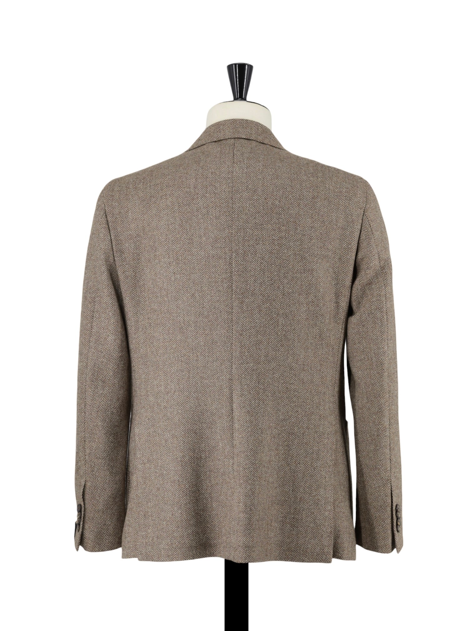 Caruso Light Brown Wool & Cashmere Herringbone Tosca Jacket