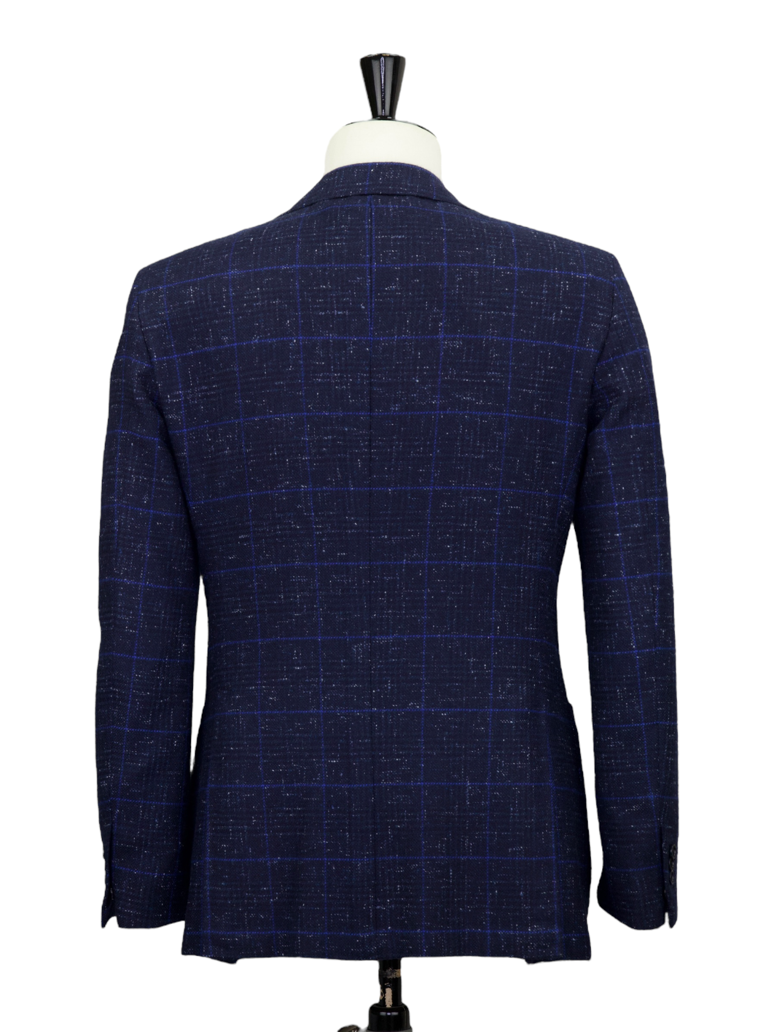 Kiton Blue Windowpane Cashmere Bouclé Jacket