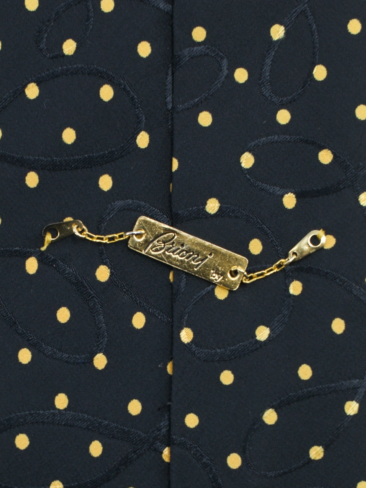 Brioni Black & Yellow Silk Polkadot "Santostefano" Tie