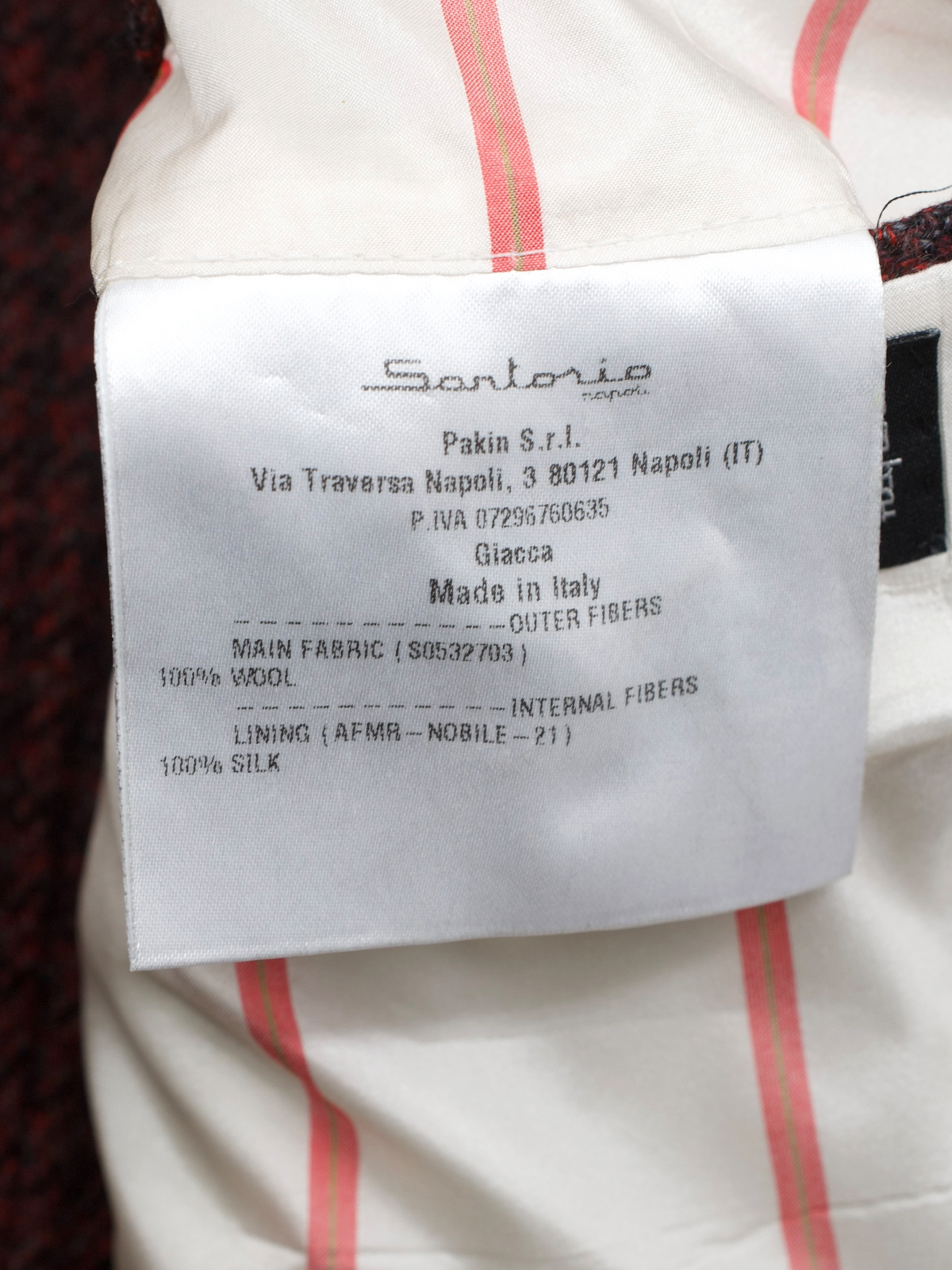 Sartorio Burgundy Softly-Brushed Wool Pied de Poule Jacket