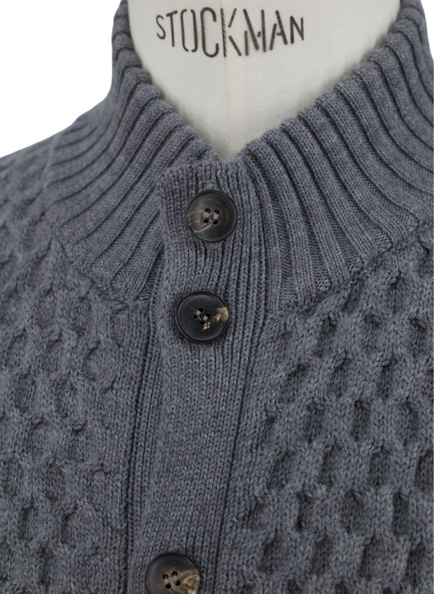 Luigi Borrelli Grey Pure-Wool Patterned Cardigan