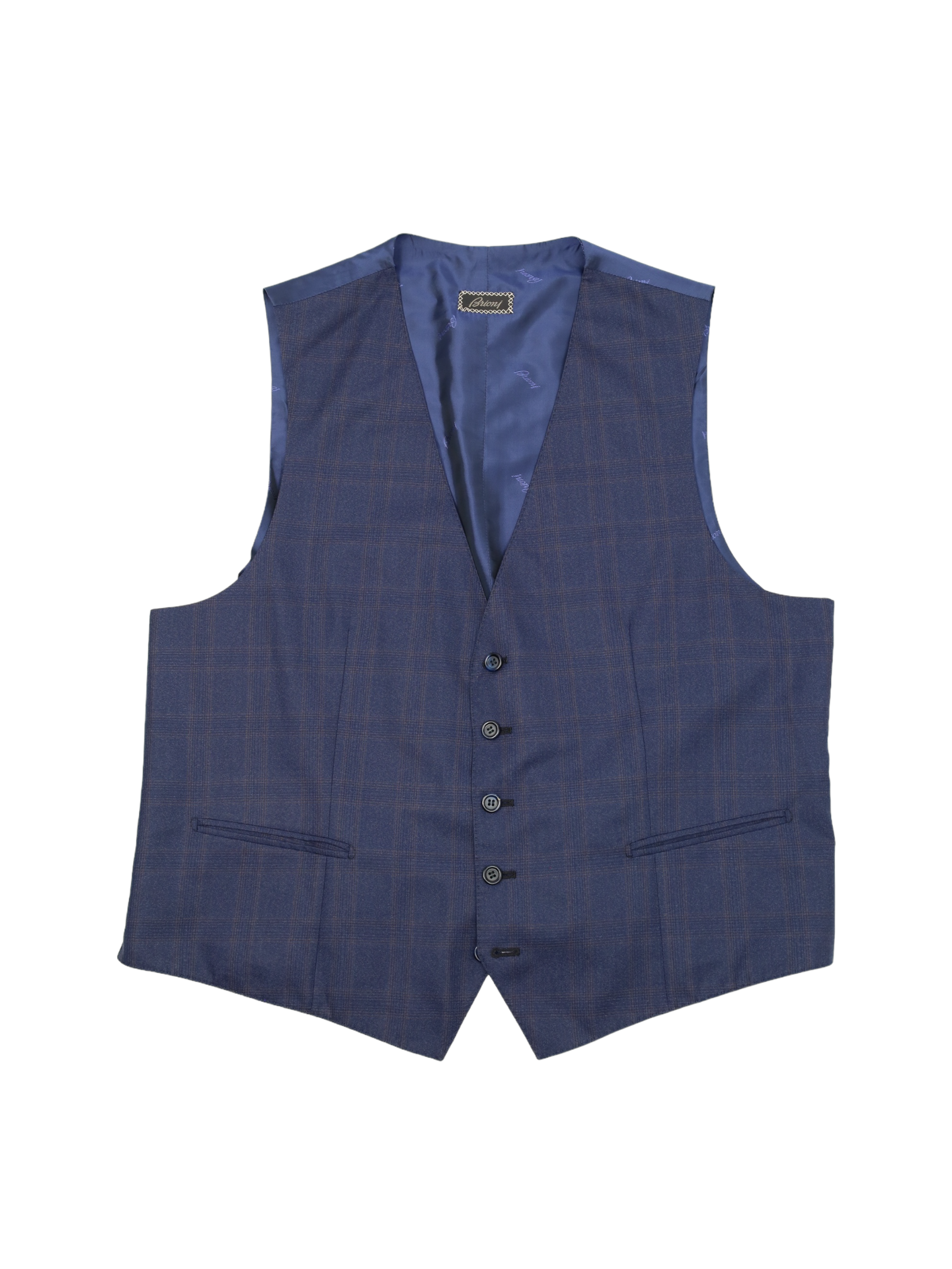 Brioni Blue and Brown 3-Piece Wool & Silk Glenplaid Suit