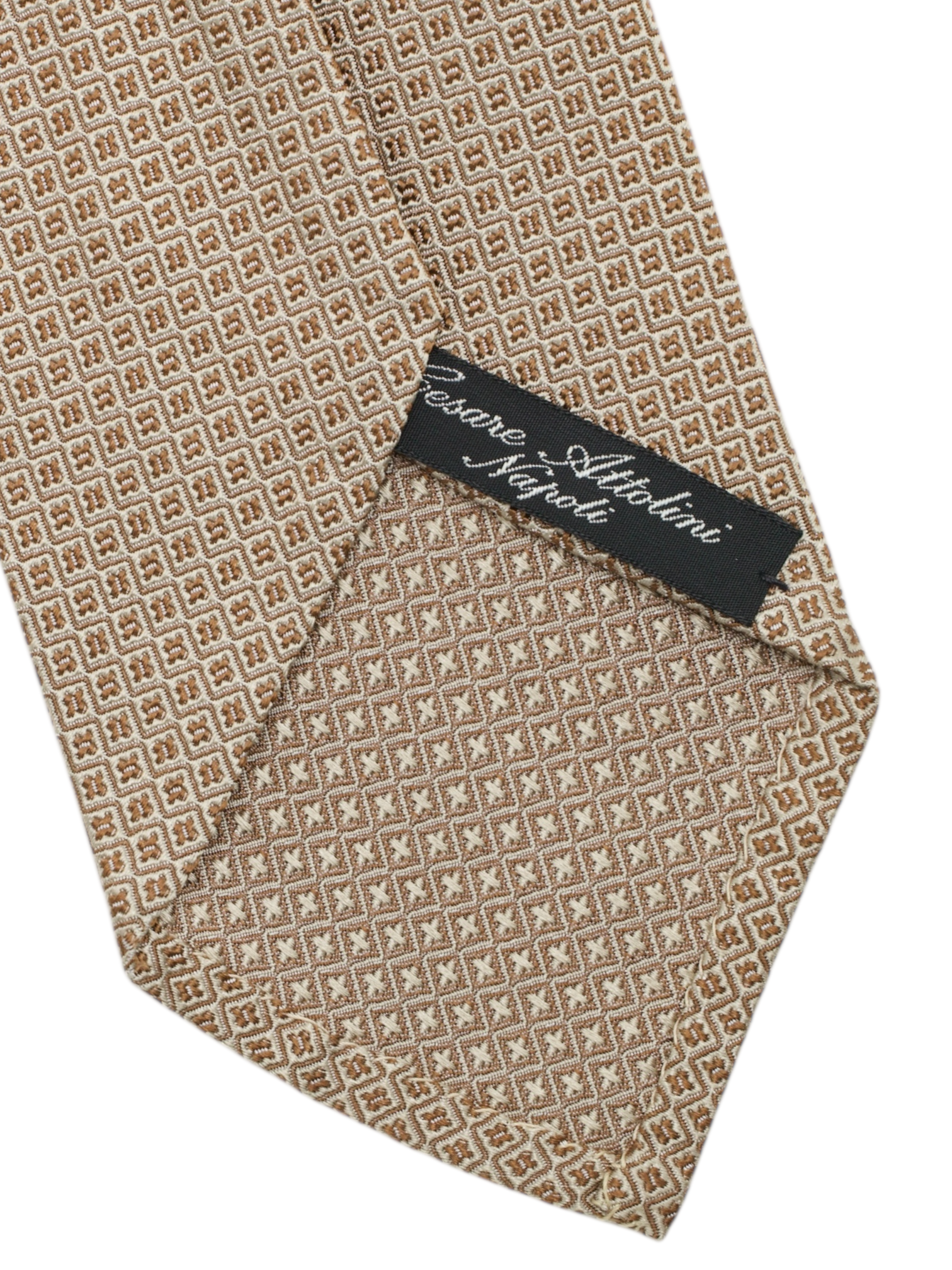 Cesare Attolini Light Brown Silk Micro Flower-Pattern Tie