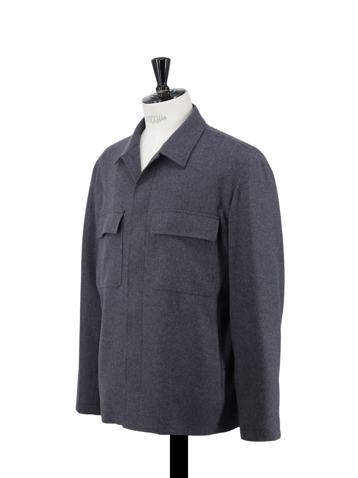 Lardini Dark Grey Wool & Cashmere Flannel Overshirt