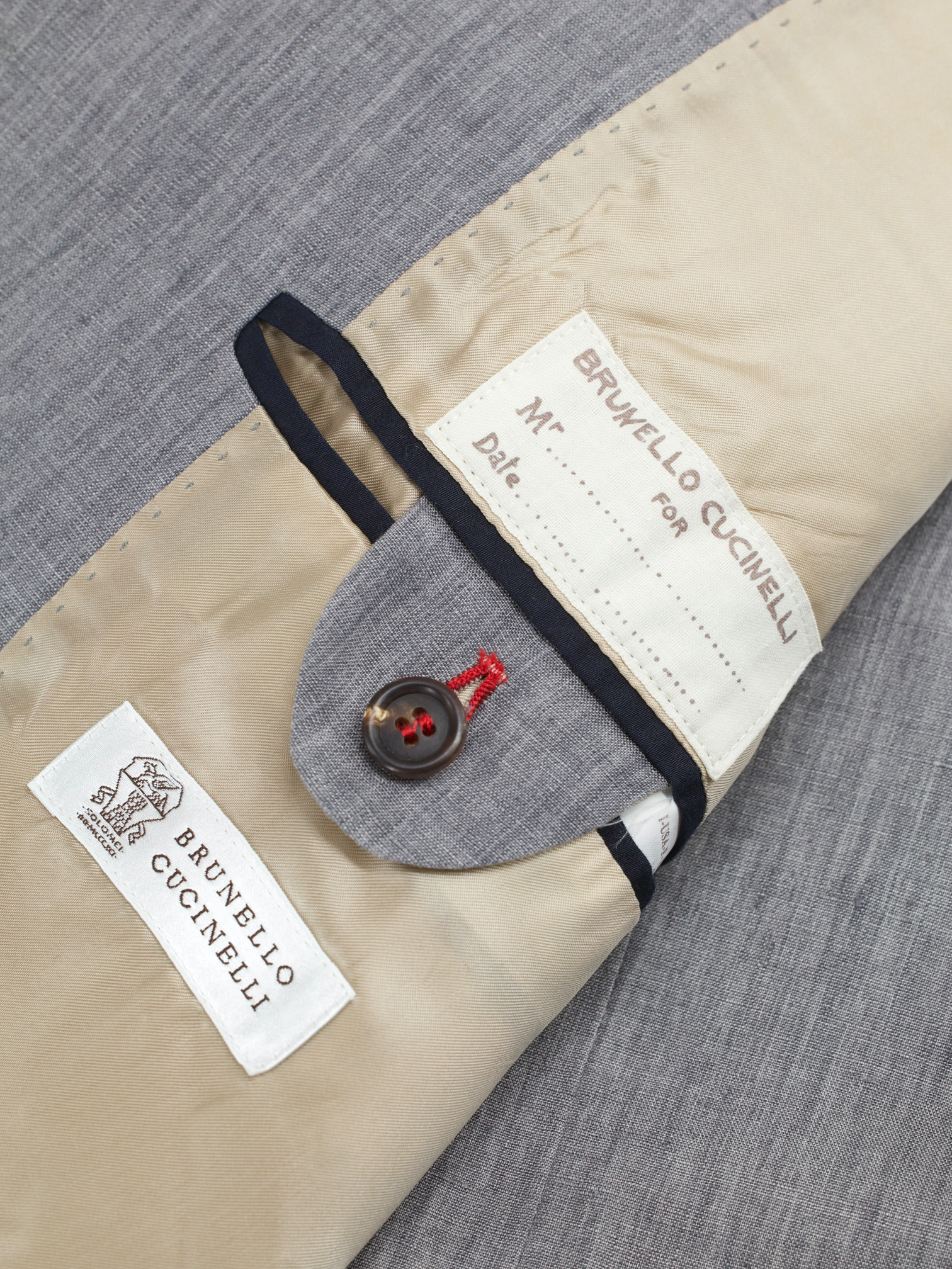 Brunello Cucinelli Light Grey Linen Elbow-Patch Italian-Countryside Jacket