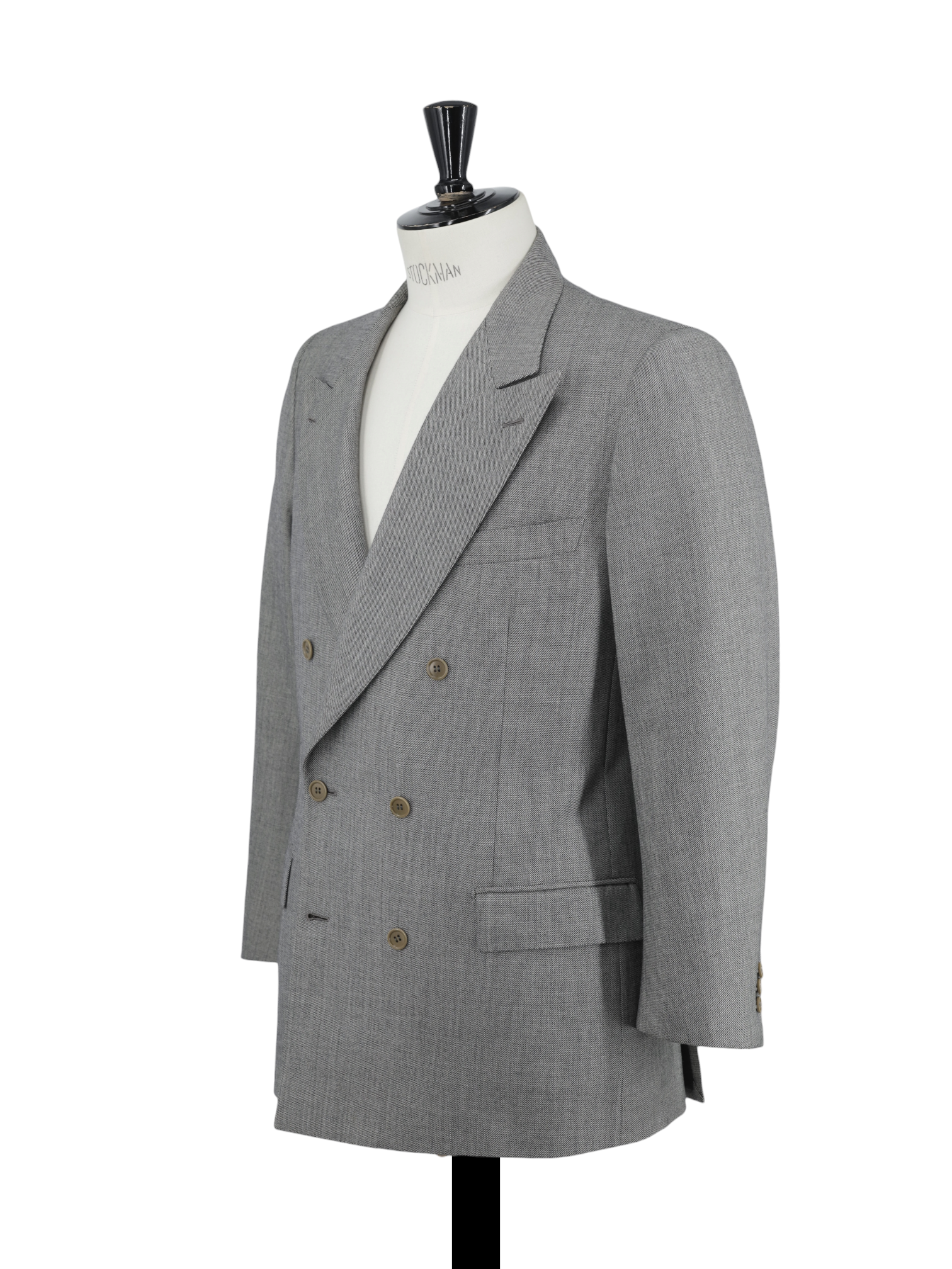 Brioni Grey Vintage Wool Double-Breasted Roman-Style Sharkskin Suit
