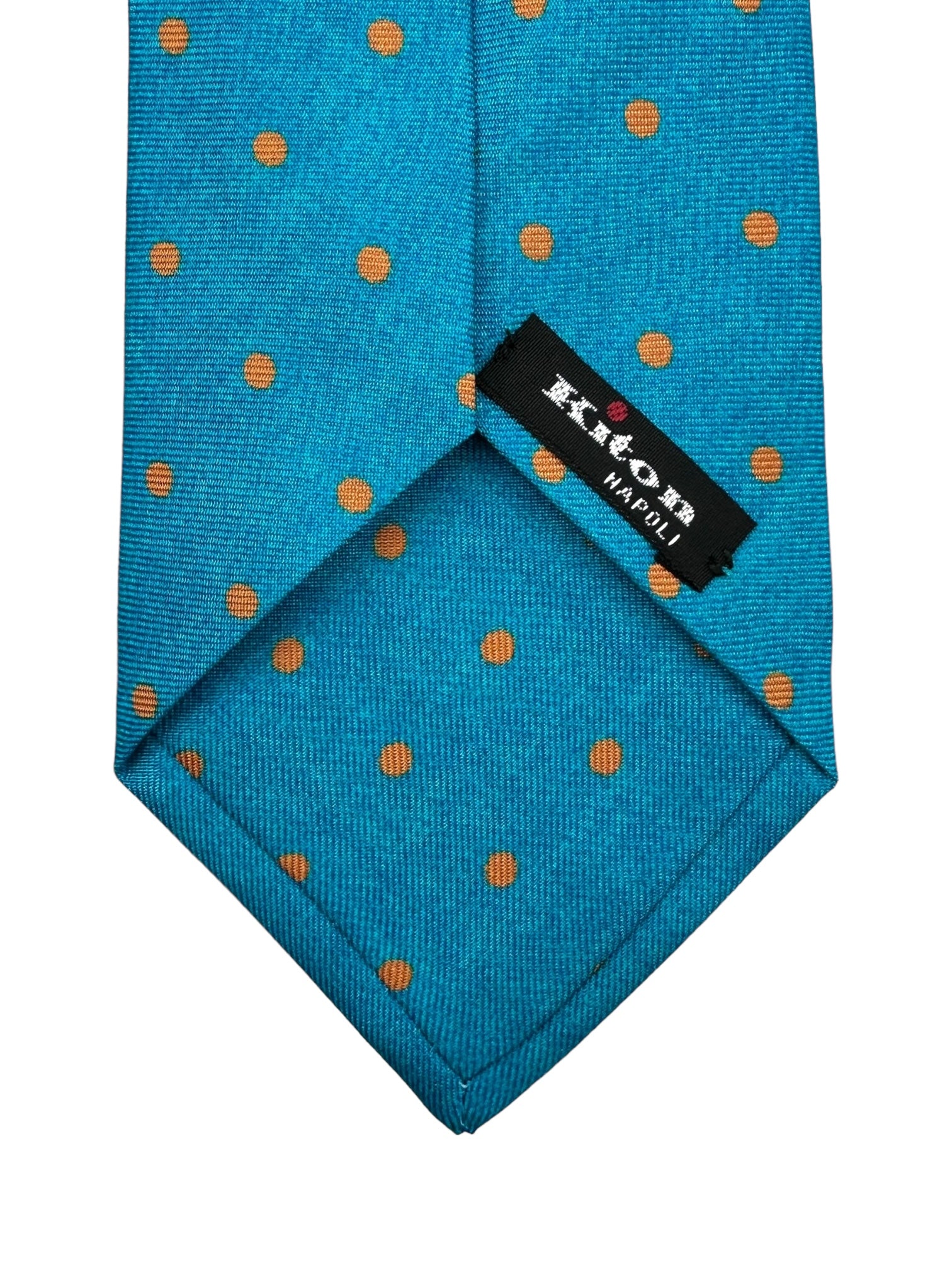 Kiton 5-Fold Turquoise Polka Dot Tie