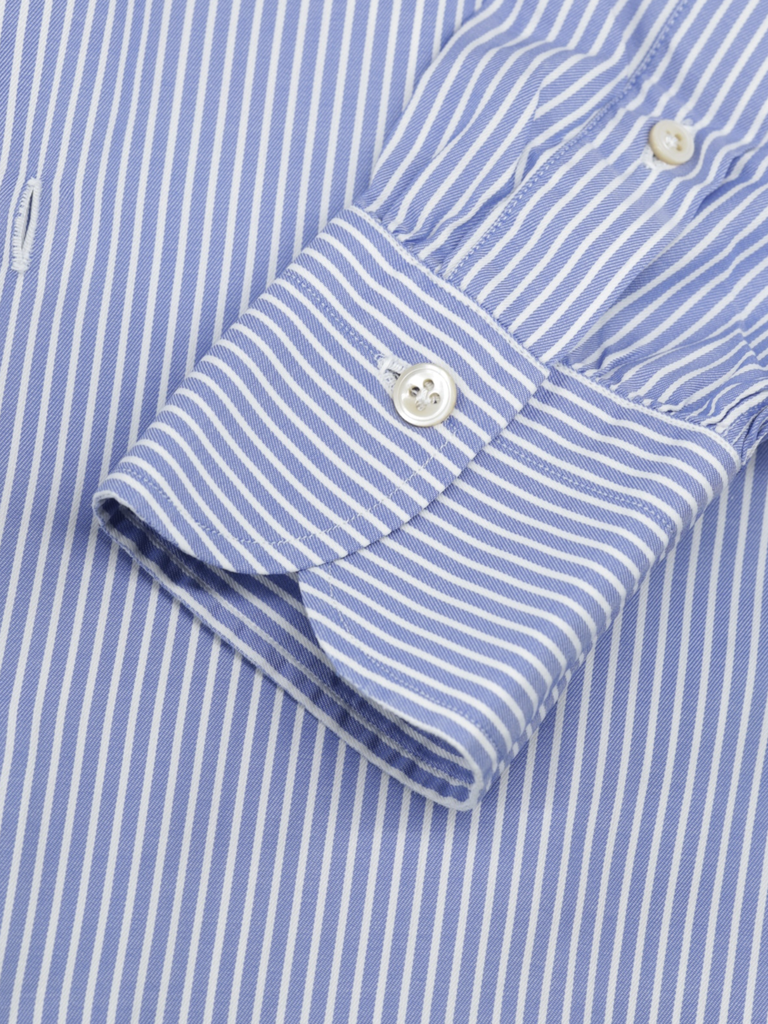 Finamore Blue & White Cotton Pinstripe Eduardo Shirt