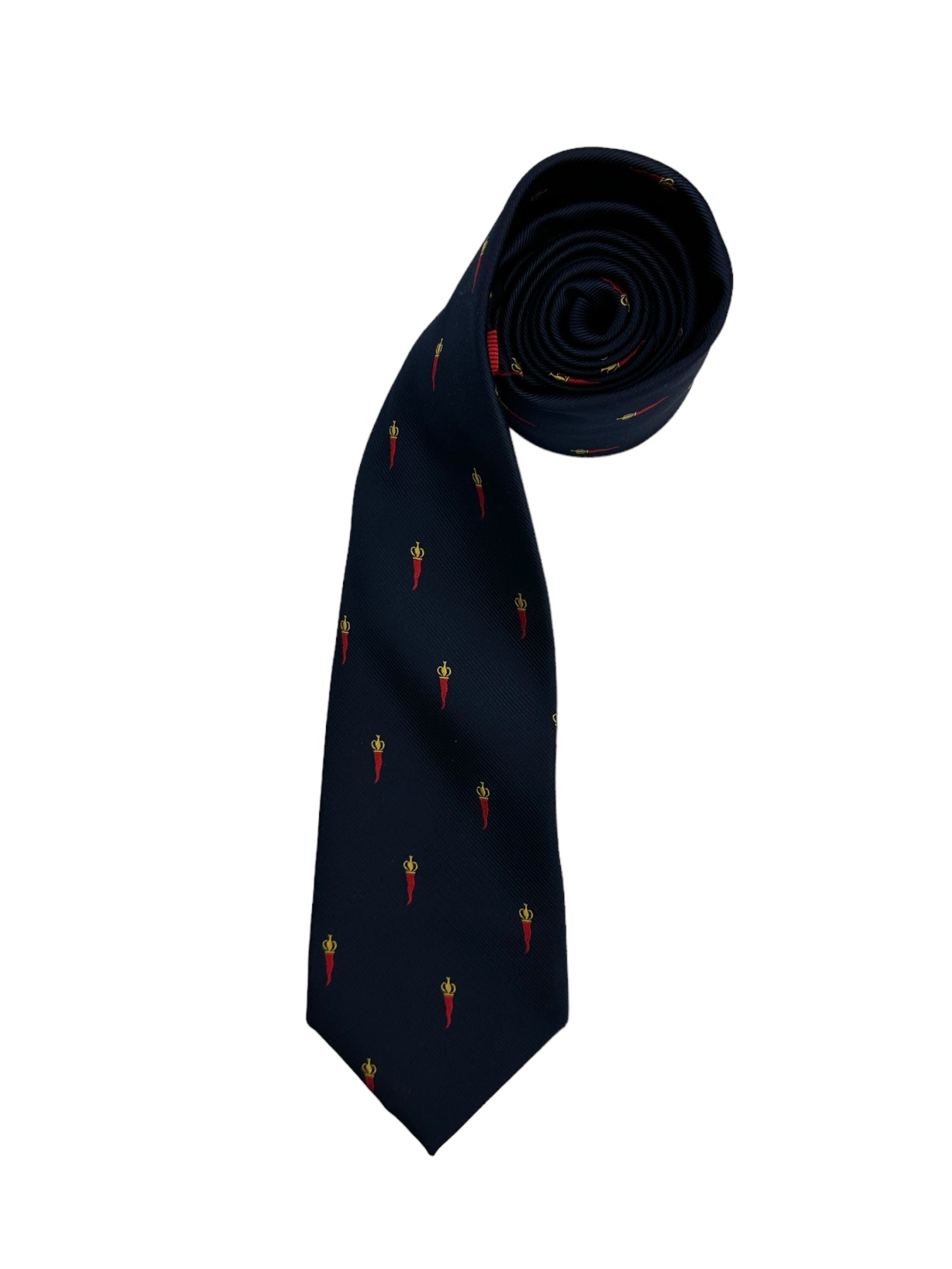 E.Marinella 3-Fold Navy with Red Pepper Pattern Tie