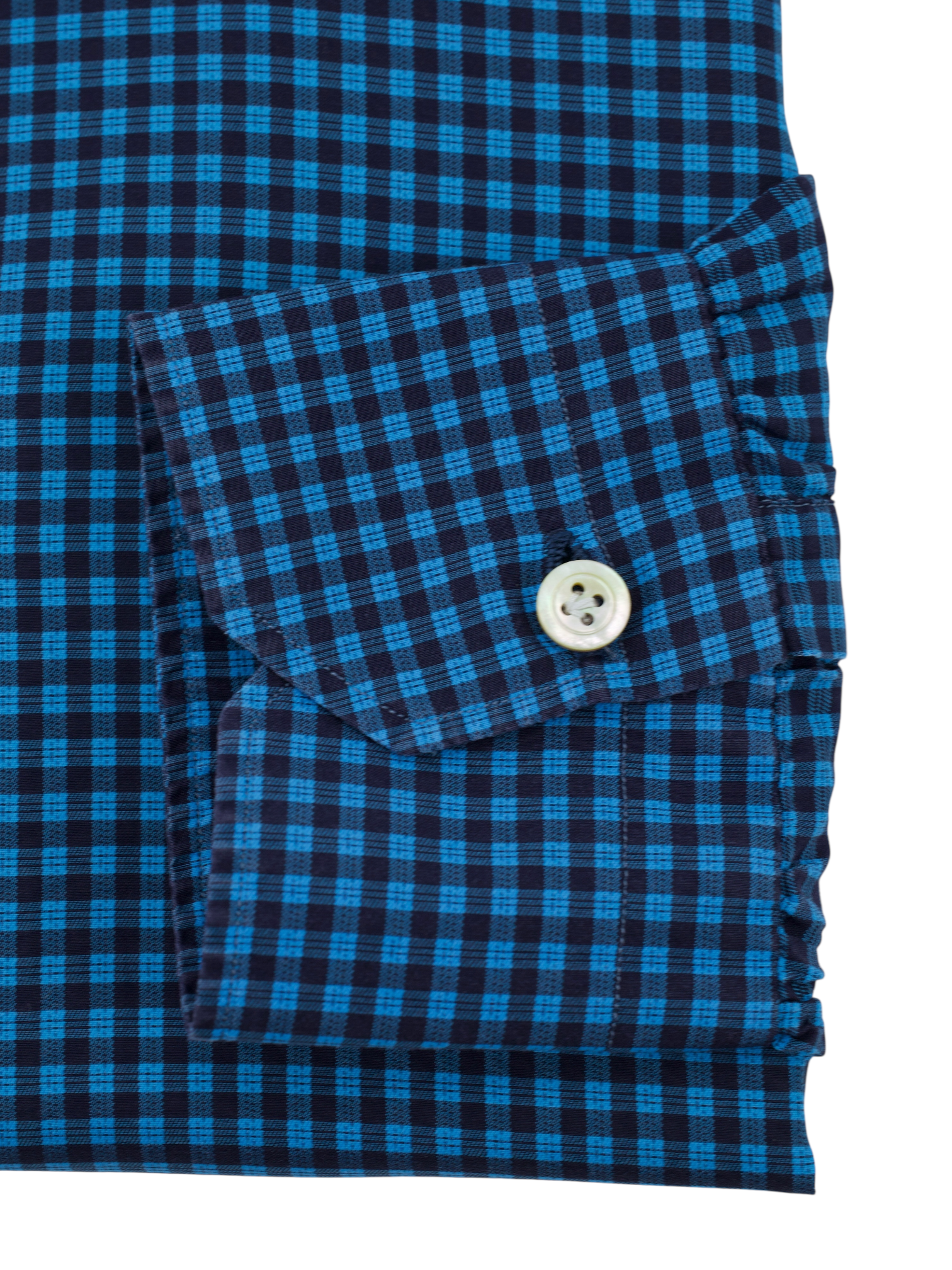 Kiton Petrol & Navy Fine-Cotton Gingham Check Shirt