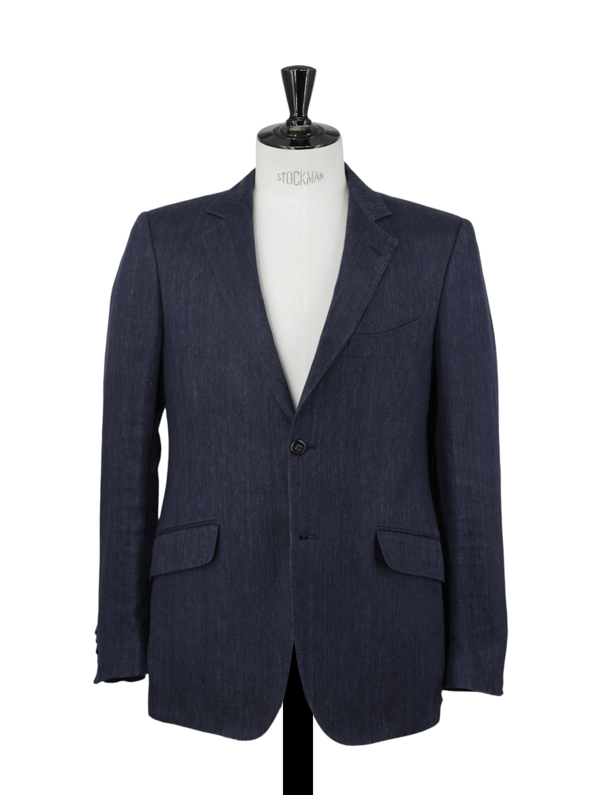 Etro Milano Denim Blue Pure Linen Herringbone Suit