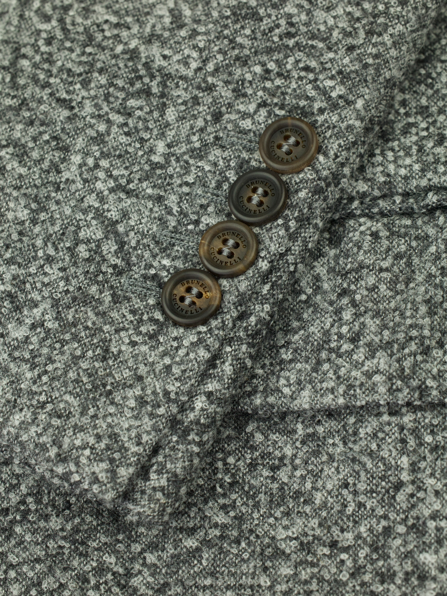 Brunello Cucinelli Grey Alpaca, Wool & Cashmere Speckled Jacket
