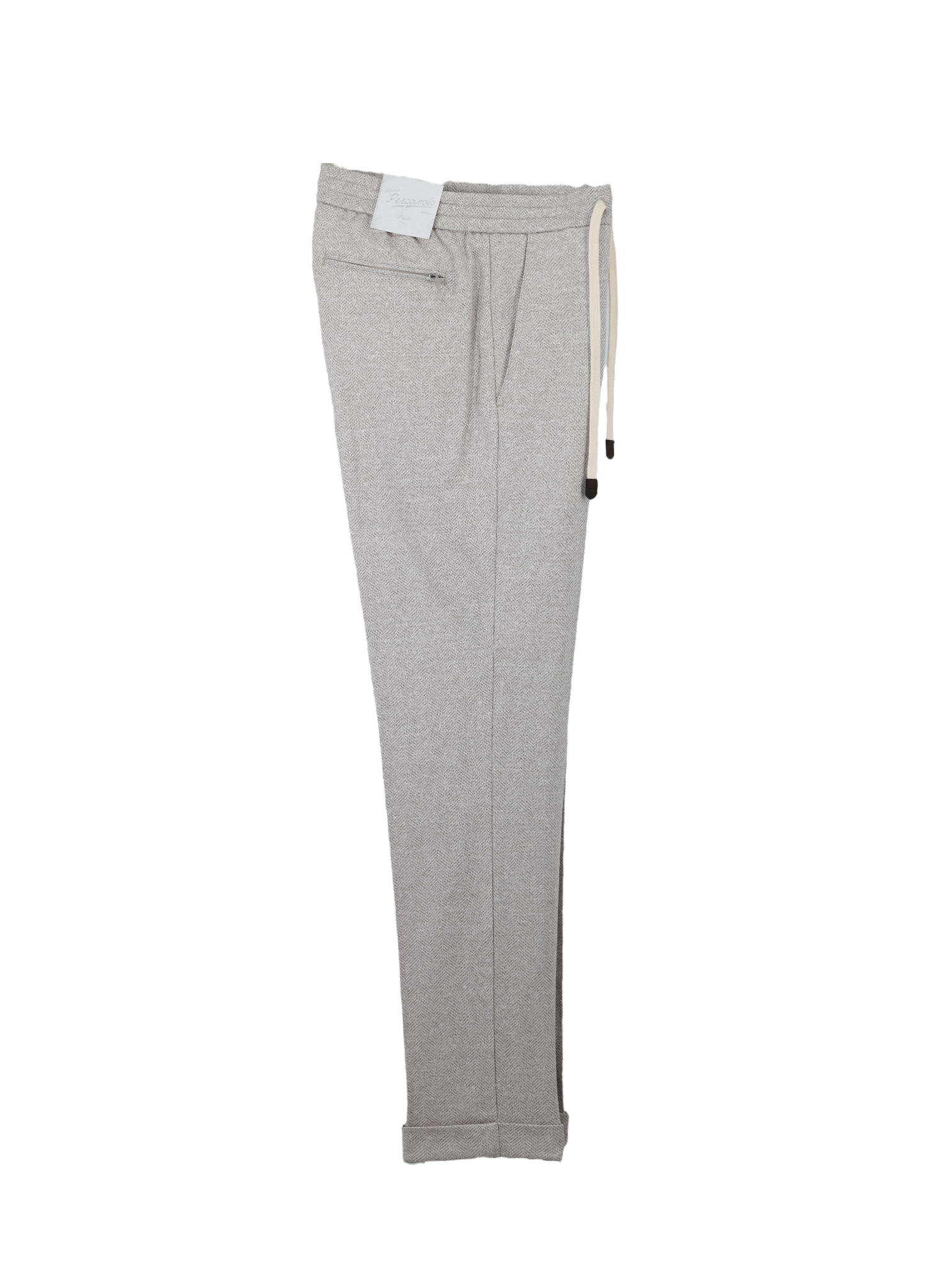 Marco Pescarolo Taupe Cotton & Linen Herringbone Drawstring Trousers