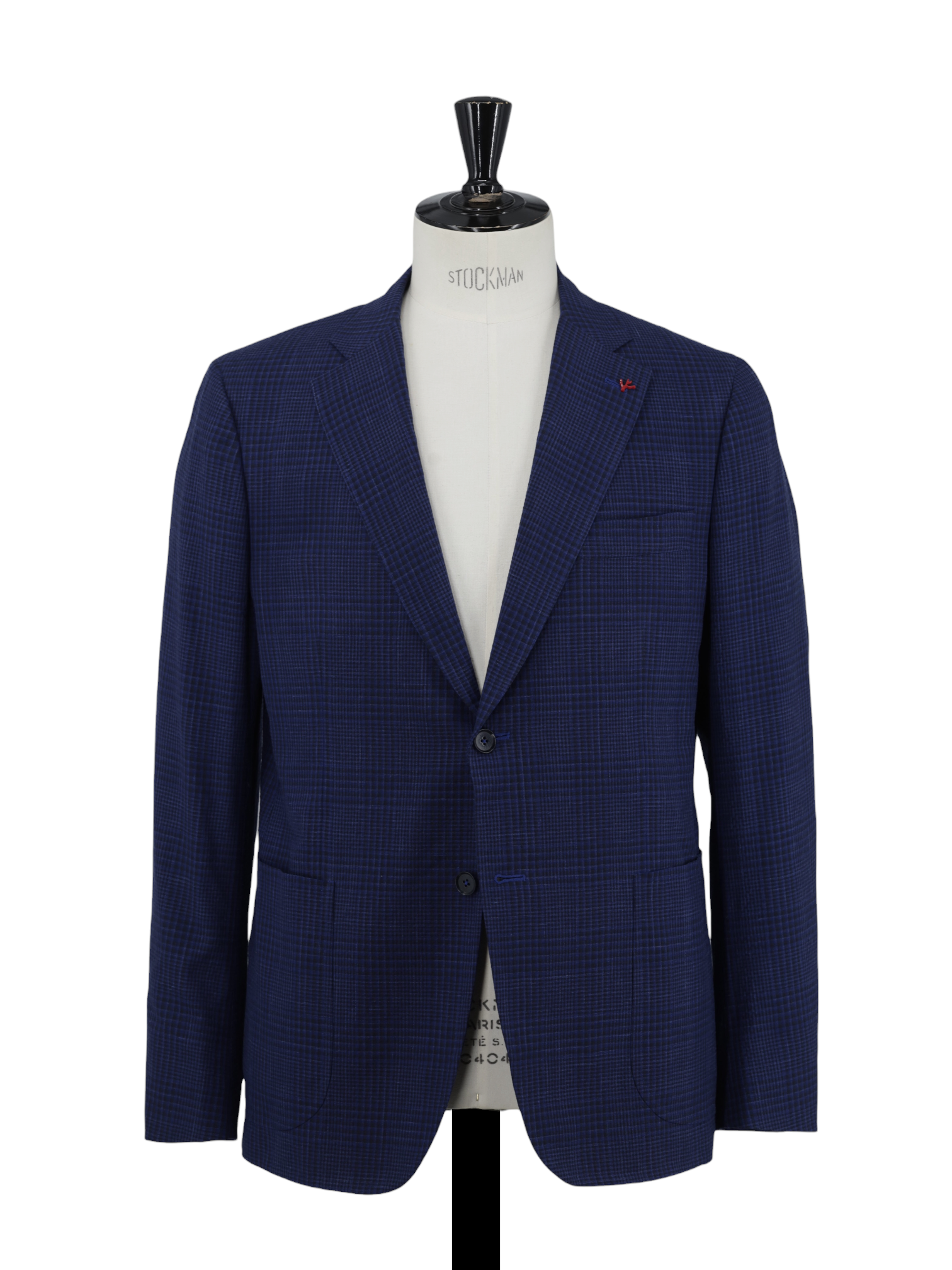 Isaia Cobalt Blue Wool, Silk & Linen Shadow-Check Amalfi Jacket
