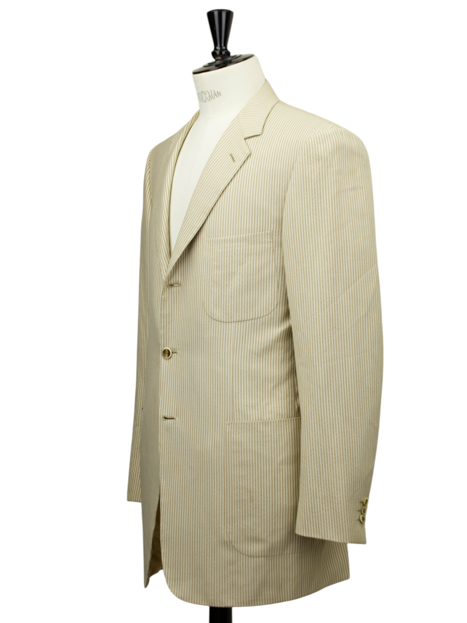 Brioni Sand Wool & Silk Pinstripe "Millennio" Summer Jacket