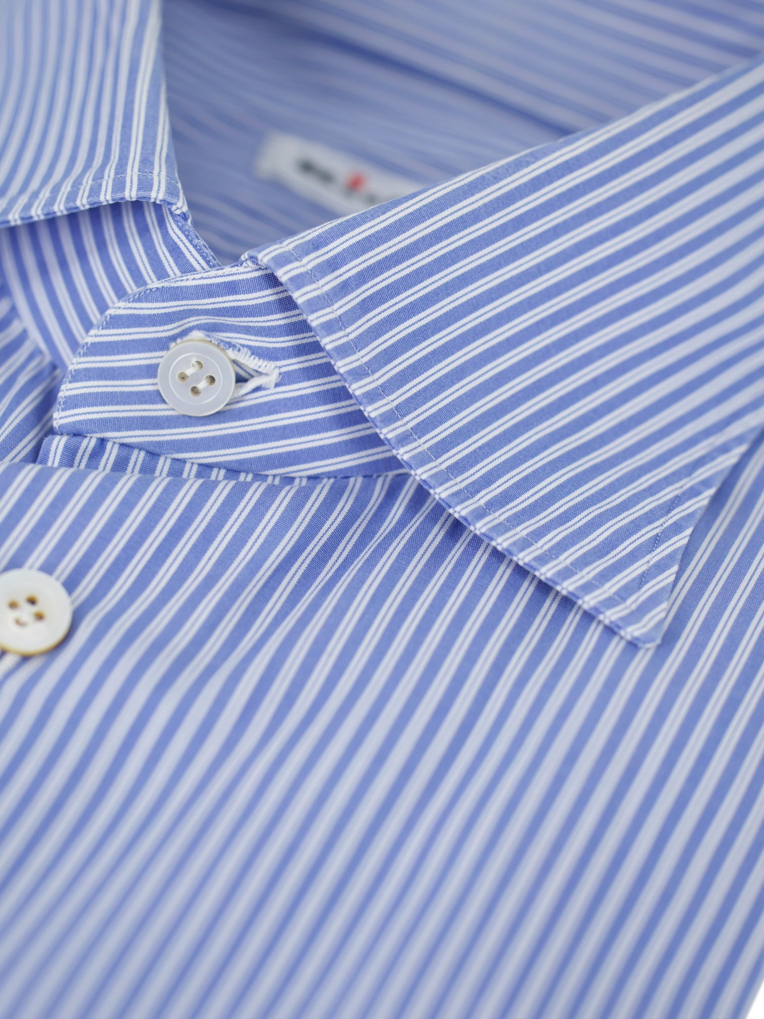 Kiton Blue & White Cotton Pinstripe Business Shirt