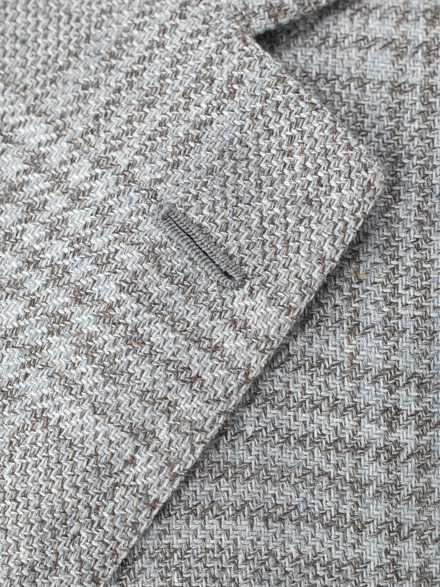 Cesare Attolini Taupe & Ice Blue Wool, Silk & Linen Glenplaid Jacket