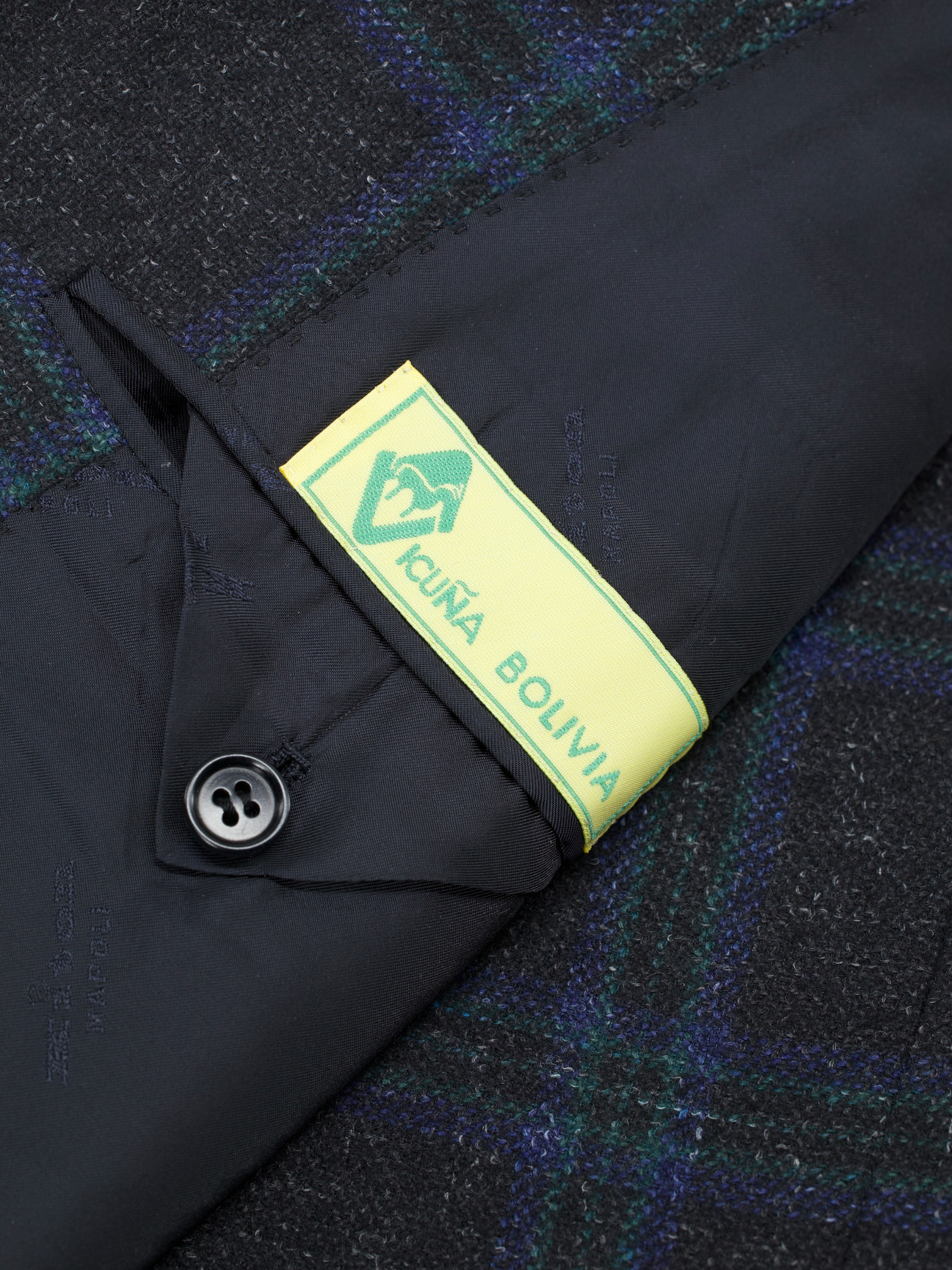 Kiton Navy & Green Cashmere, Silk Cotton & Vicuña Bolivia Windowpane Jacket