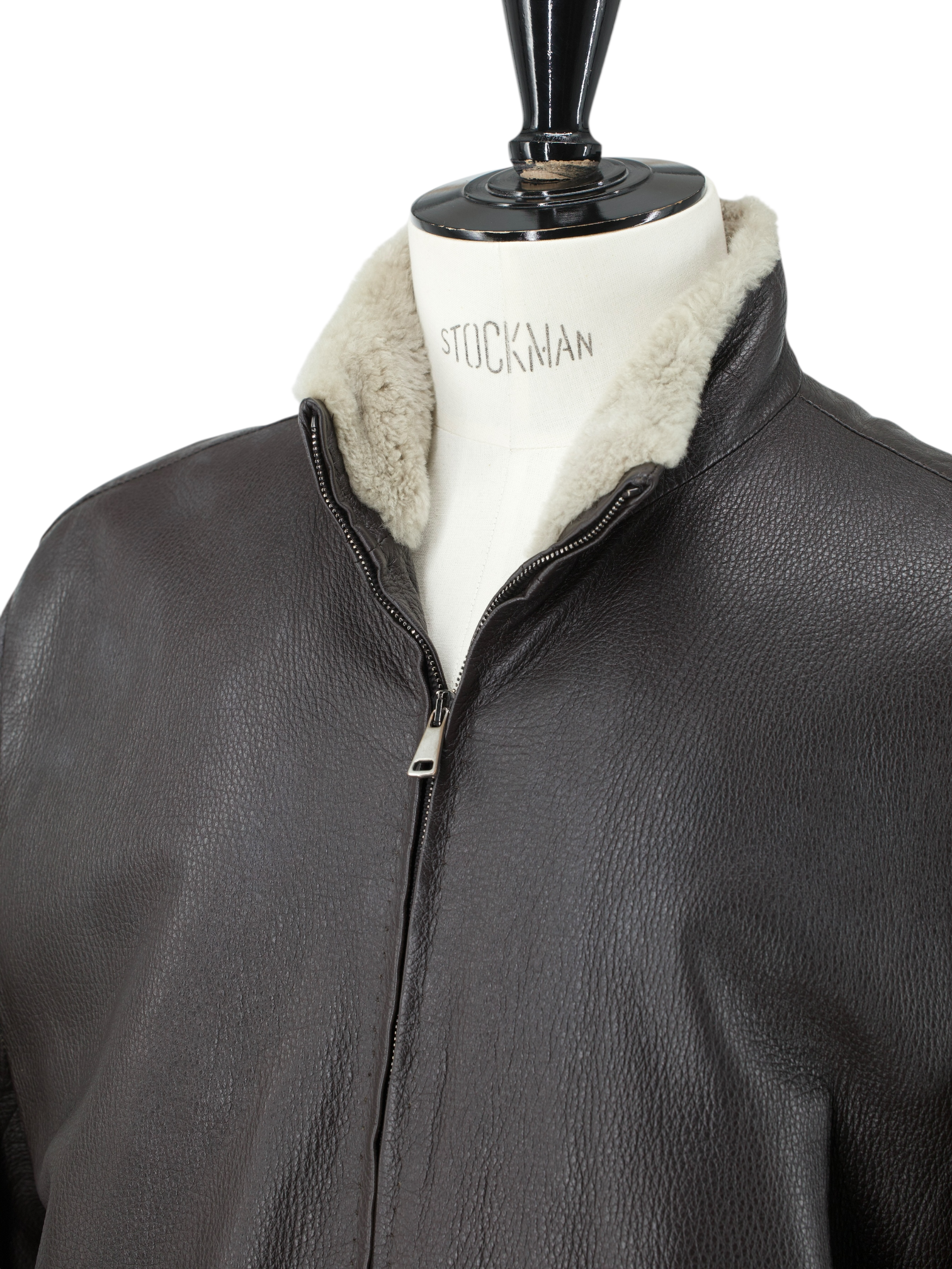 Rifugio Dark Brown Deerskin & Castorino-Fur Lining Bomberjacket