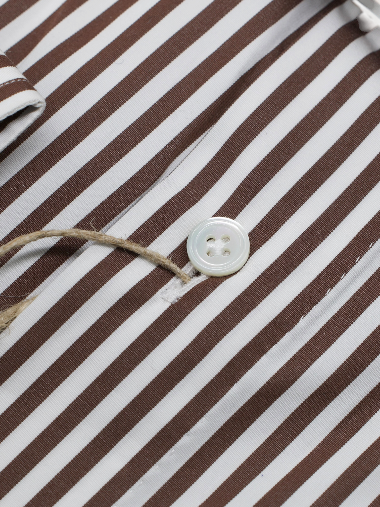 100 Hands White & Castagne Brown Bengal-Stripe Shirt