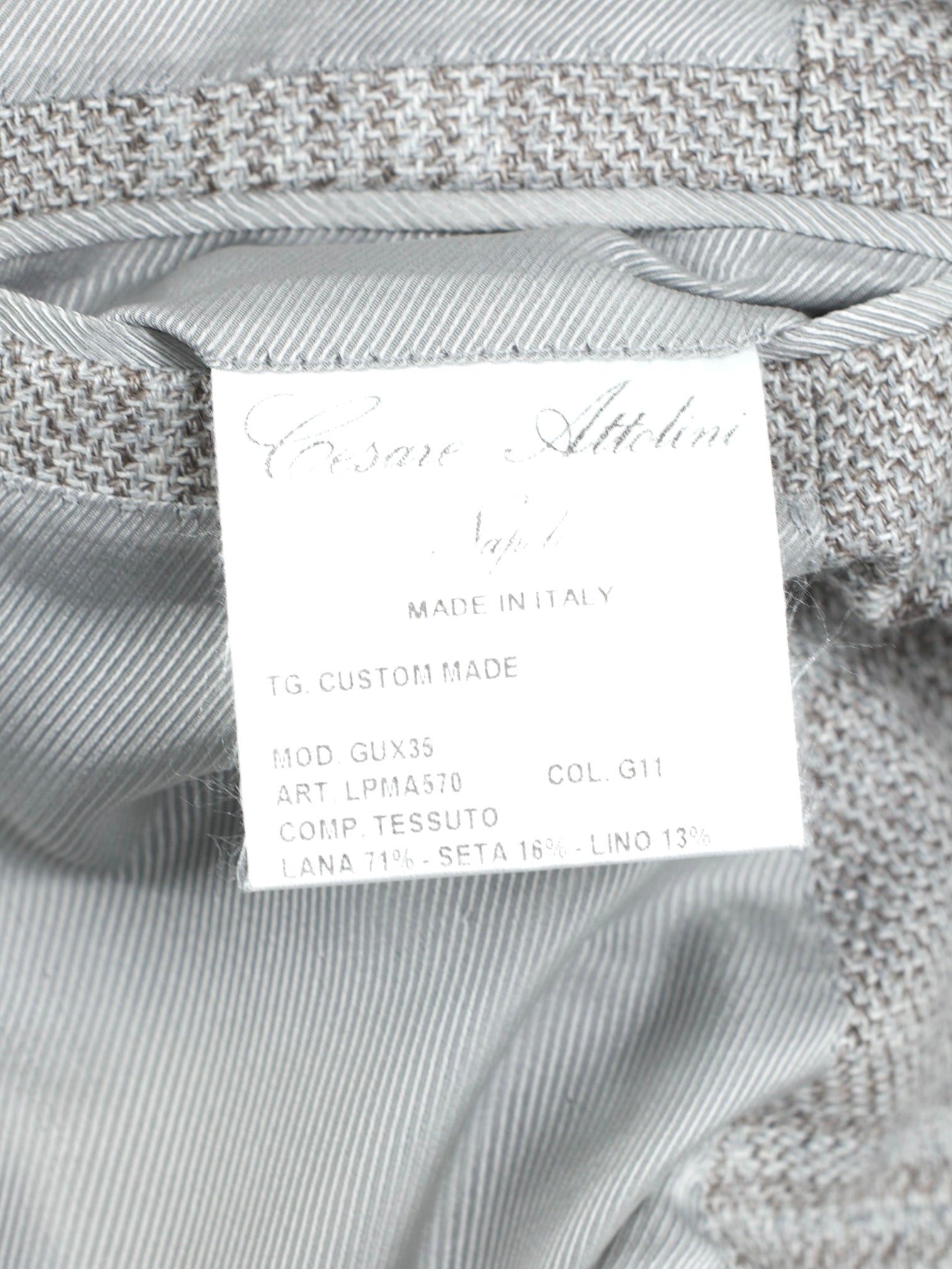 Cesare Attolini Taupe & Ice Blue Wool, Silk & Linen Glenplaid Jacket