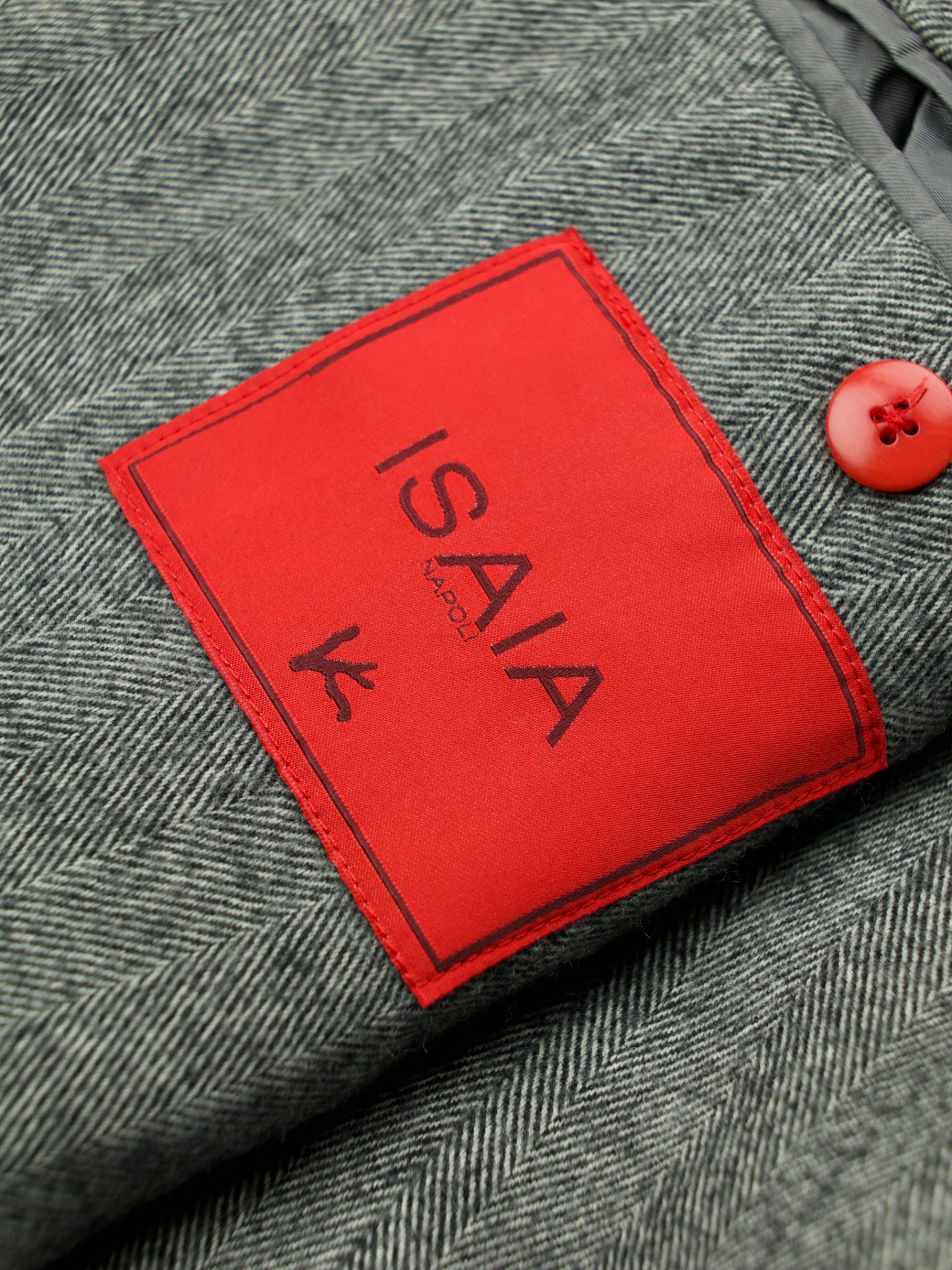 Isaia Grey Wool, Cotton & Cashmere Herringbone Jacket
