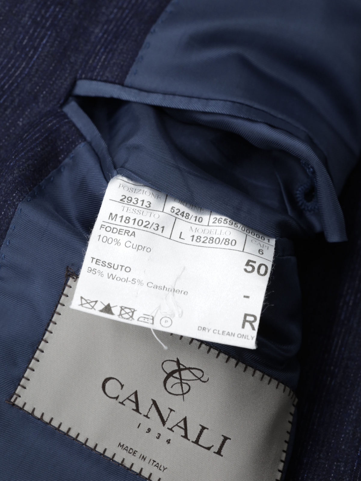 Canali Dark Blue Wool & Cashmere Flannel Multi-Stripe Winter Suit